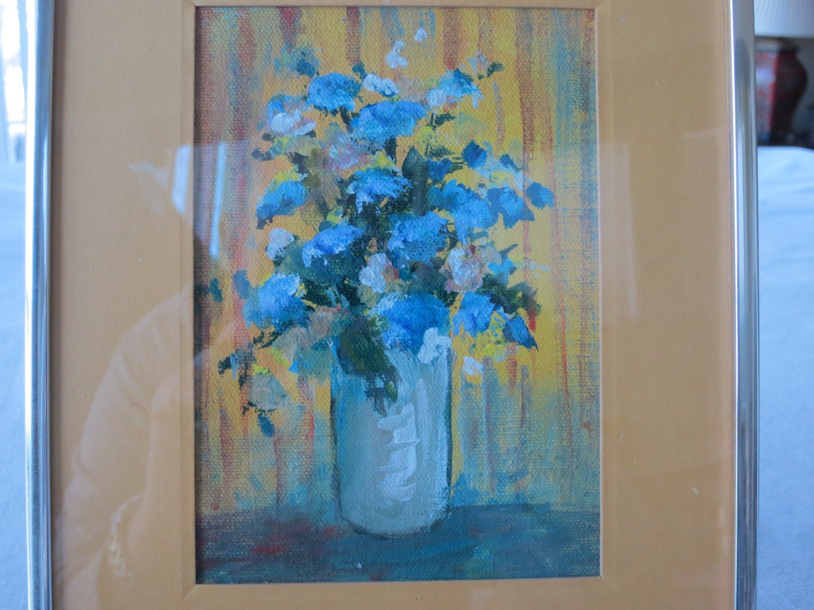 Small Acrylic Flowers in Vase Painting on Canvas Board