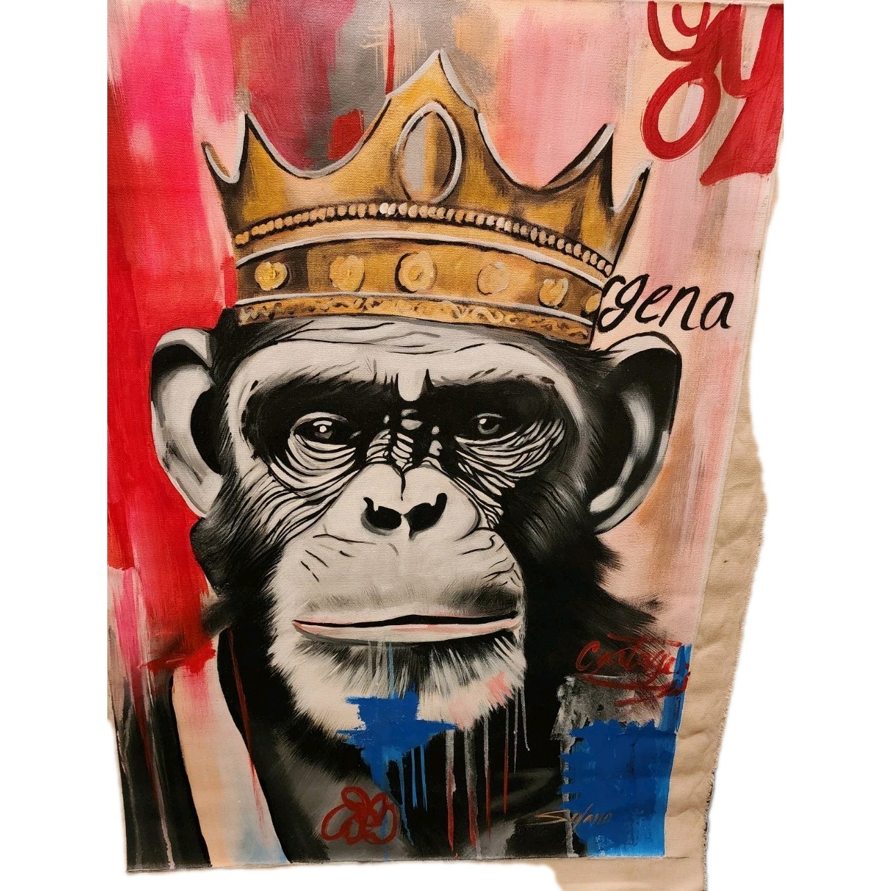 Monkey King Original Oil Painting On Canvas Signed By Artist H 27×W 20