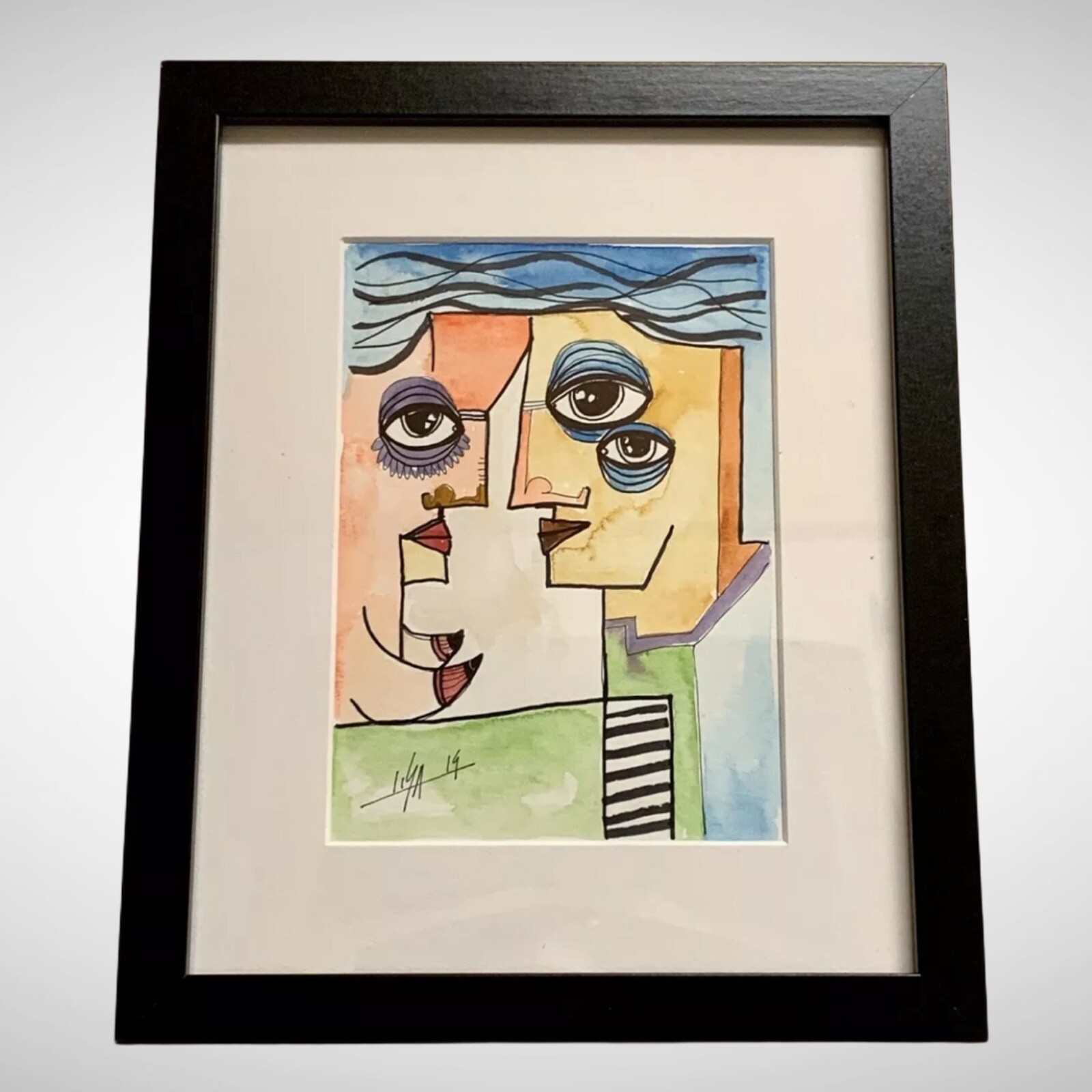PAINTING INK/WATERCOLOR ON CANSON (FRAME INCLUDED) CUBAN ART by LISA.
