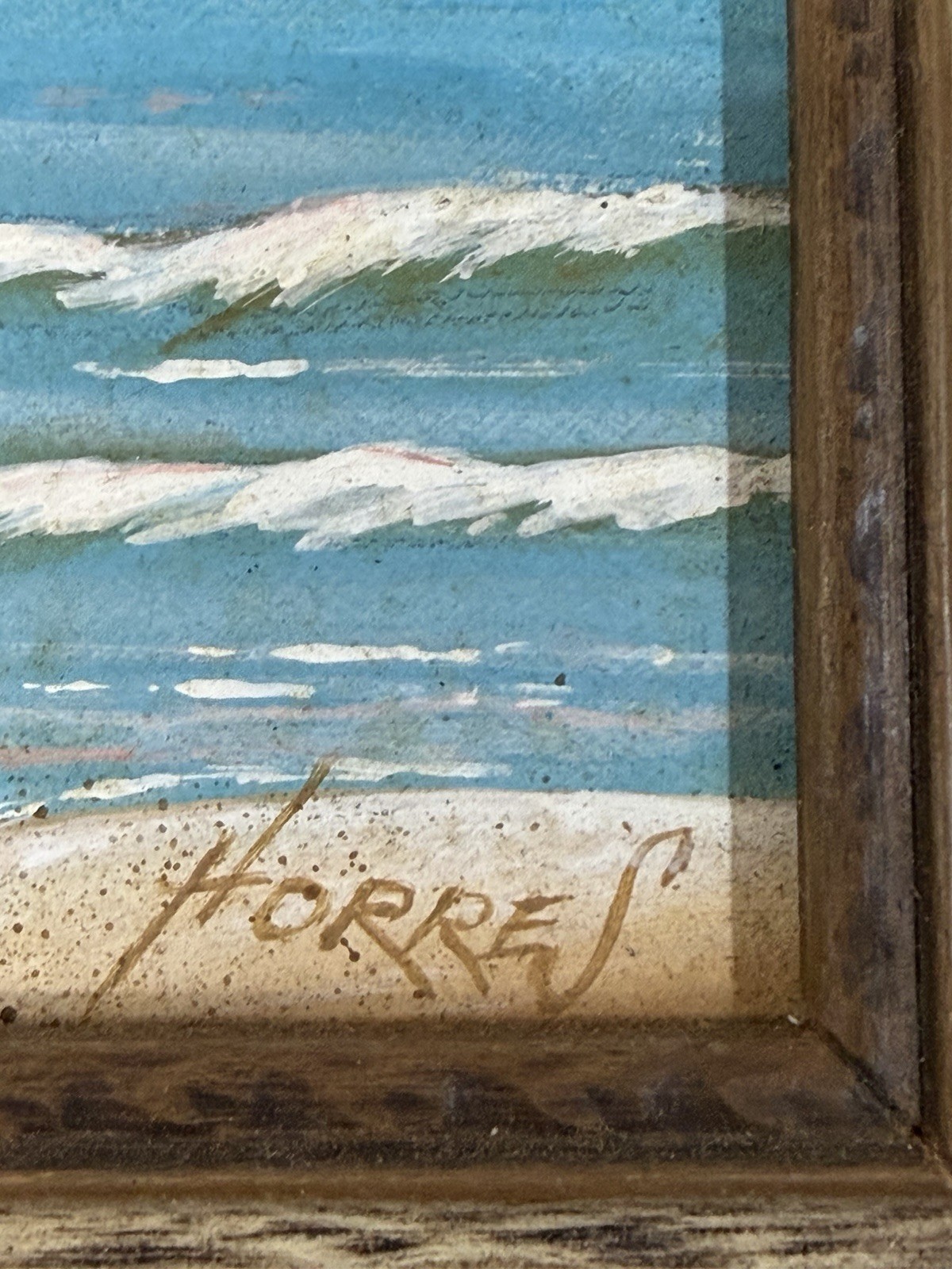 Vintage 1983 Morris Island SC Lighthouse Painting Signed Horres Framed 8.5″