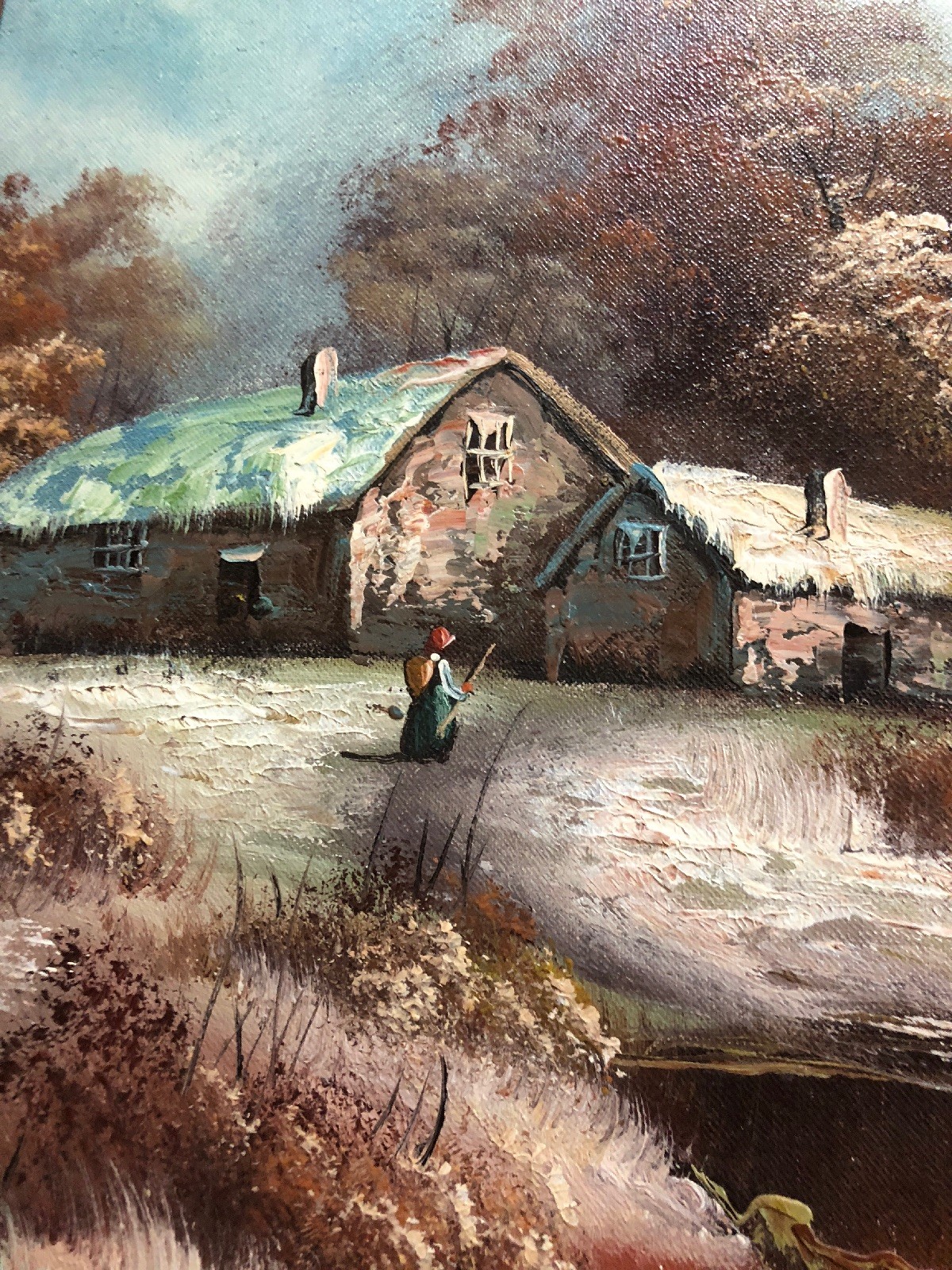 Original C. Inness ,Large landscape painting, Clara Inness Framed 33” x 45”