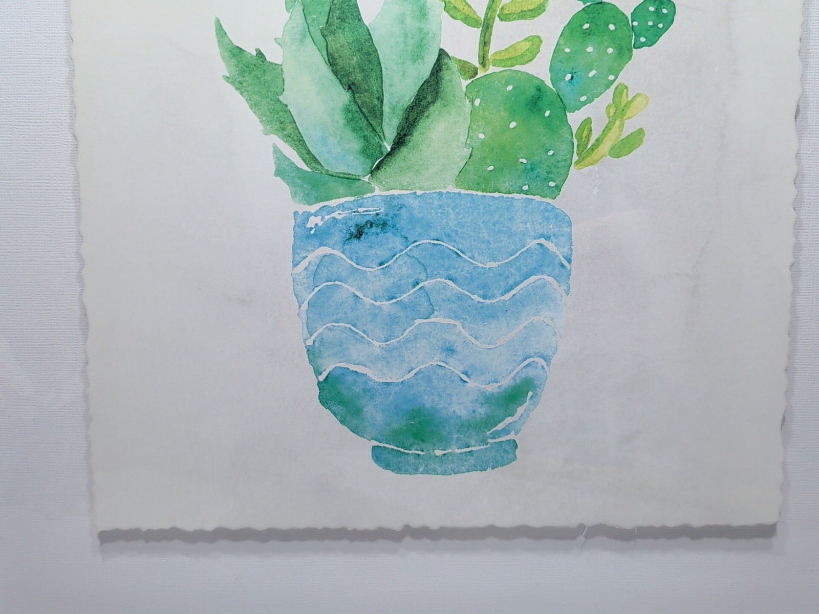 ✨New✨ Floating Framed Watercolor on Paper Succulents 14″X14″ – Framed Artwork