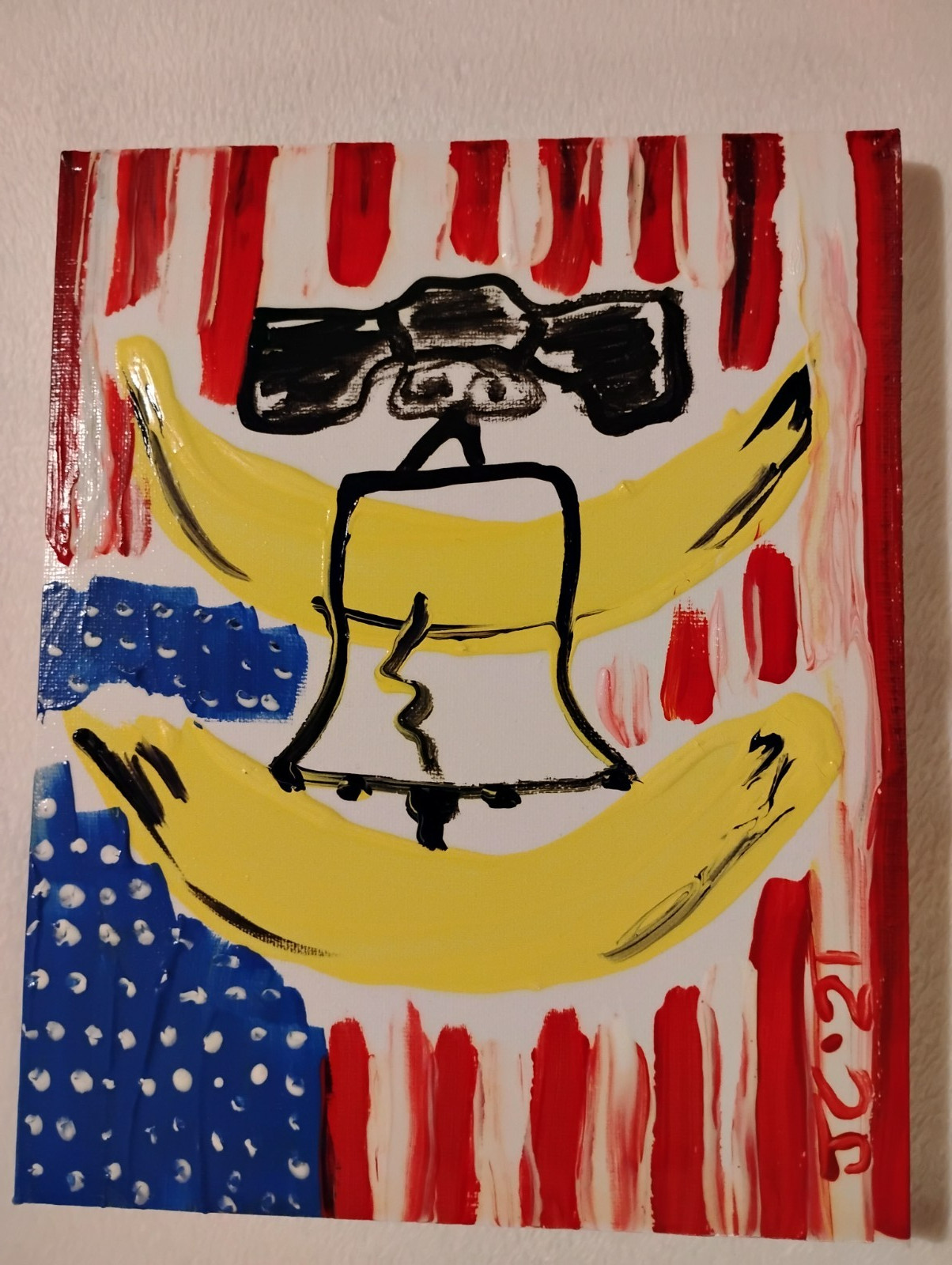 LIBERTY BELL BANANAS by OUTSIDER POLITICAL PRIMITIVE FOLK POP ARTIST JR CHARLIE