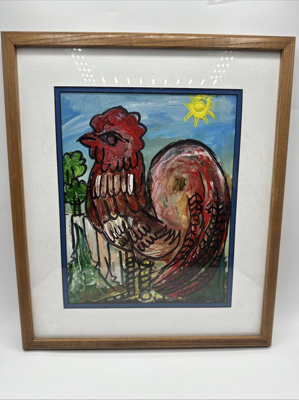 ‘99 Juan A Navarrete “Gallo” Oil Painting. 11”x 8 1/2”. Cuban American painter.