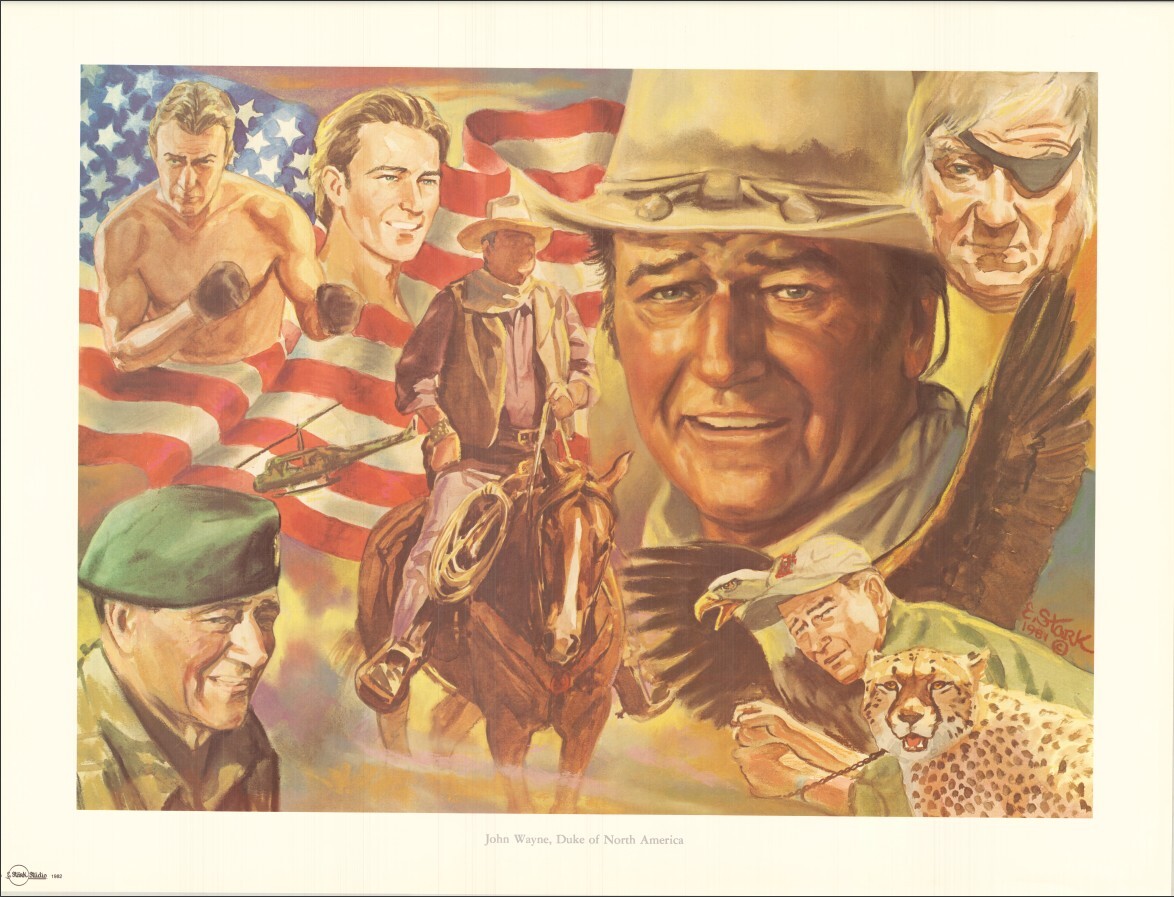 John Wayne collage – Western artwork-watercolor print