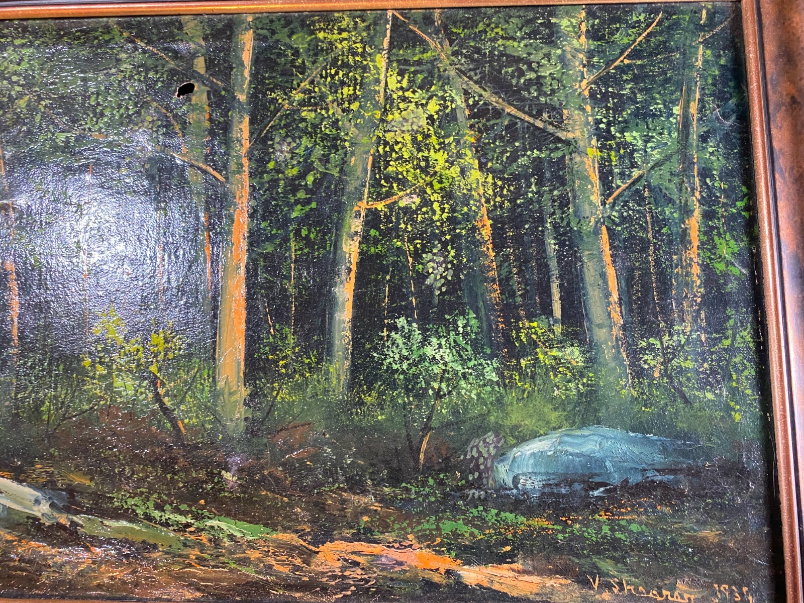 Superb Victor Shearer (1872 -1951) «1939 Landscape Scene» Oil Painting – Framed