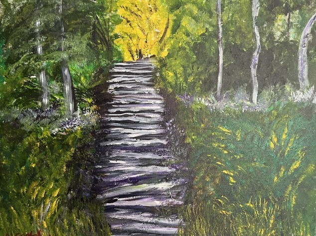 28 x 22 acrylic impressionist landscape, original by A. Castellino OOAK