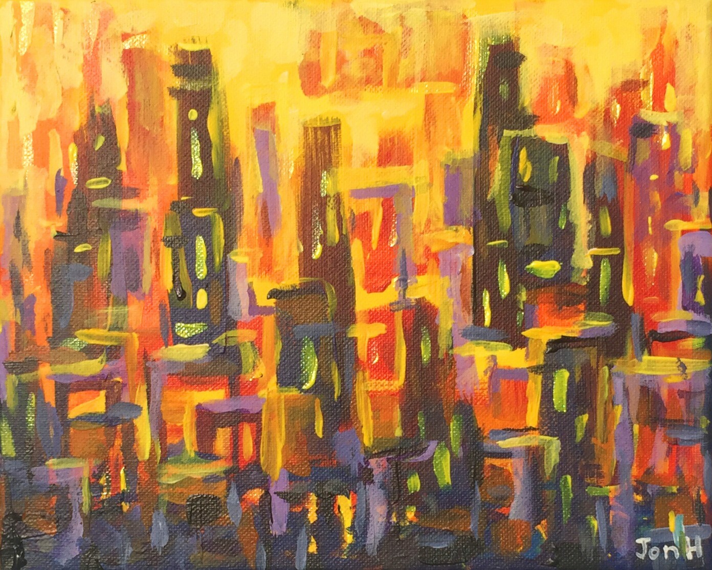 HANSON Original Handmade Landscape Abstract, Acrylic 10×8 Painting On Canvas