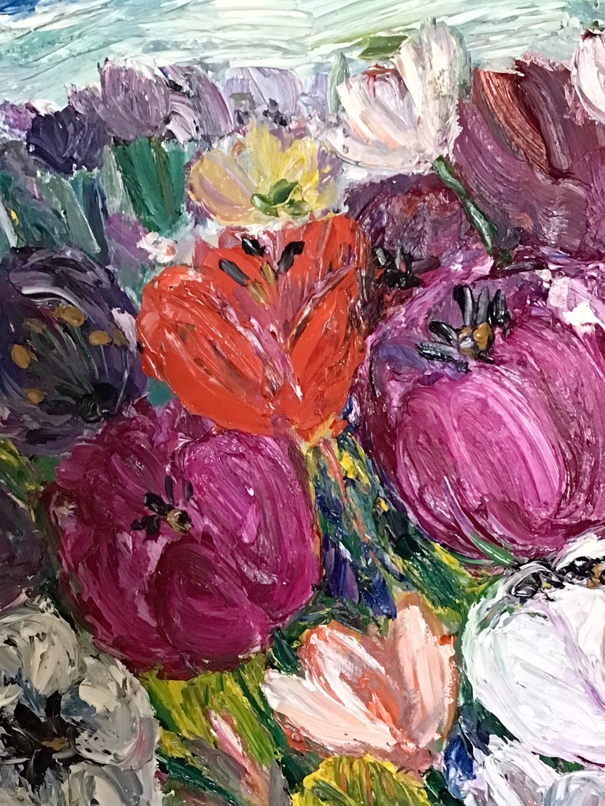 Tulips garden .Original Oil Pairing