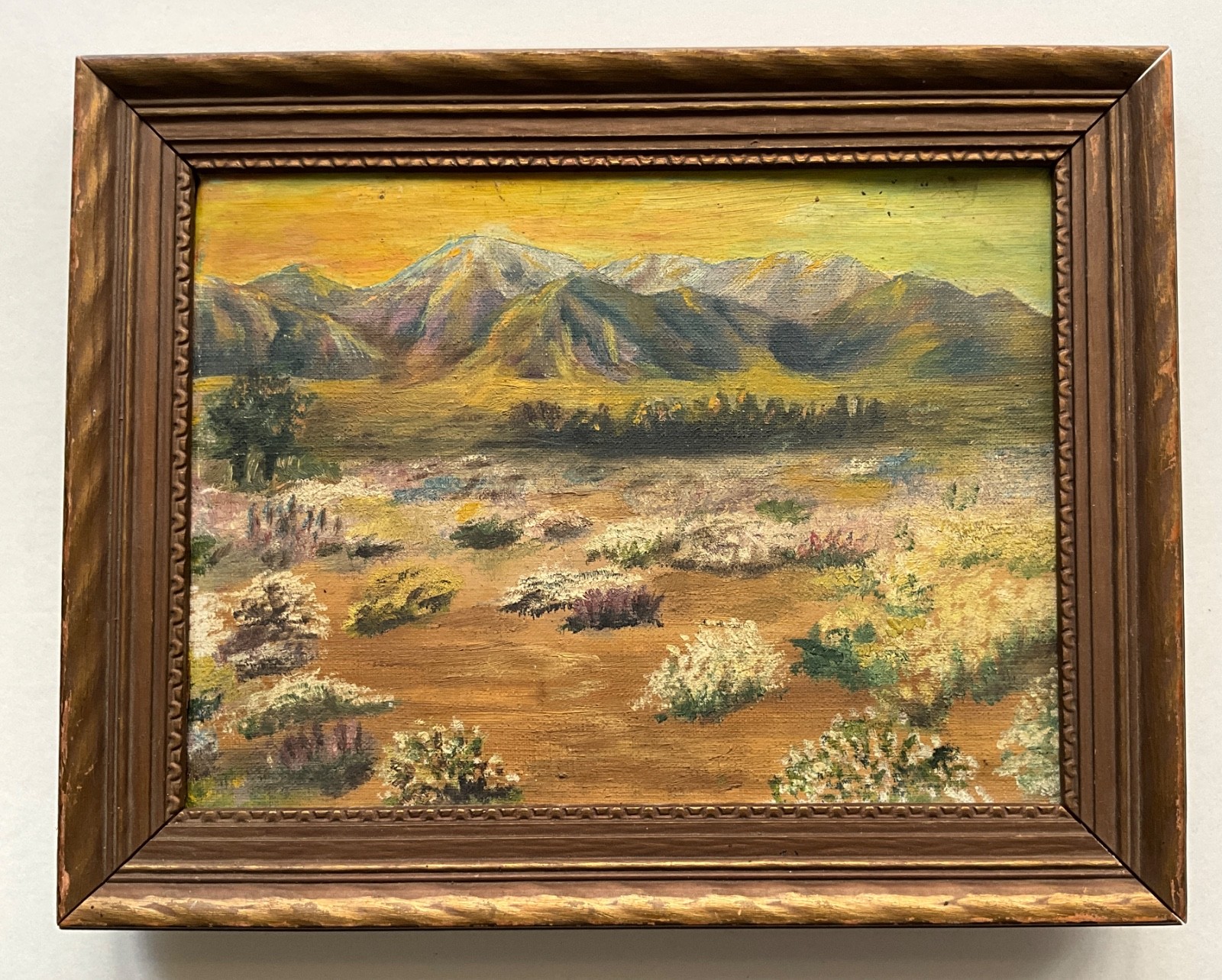 Fine Art Small California Painting Landscape Desert Plein Air Vintage 8″ x 6″