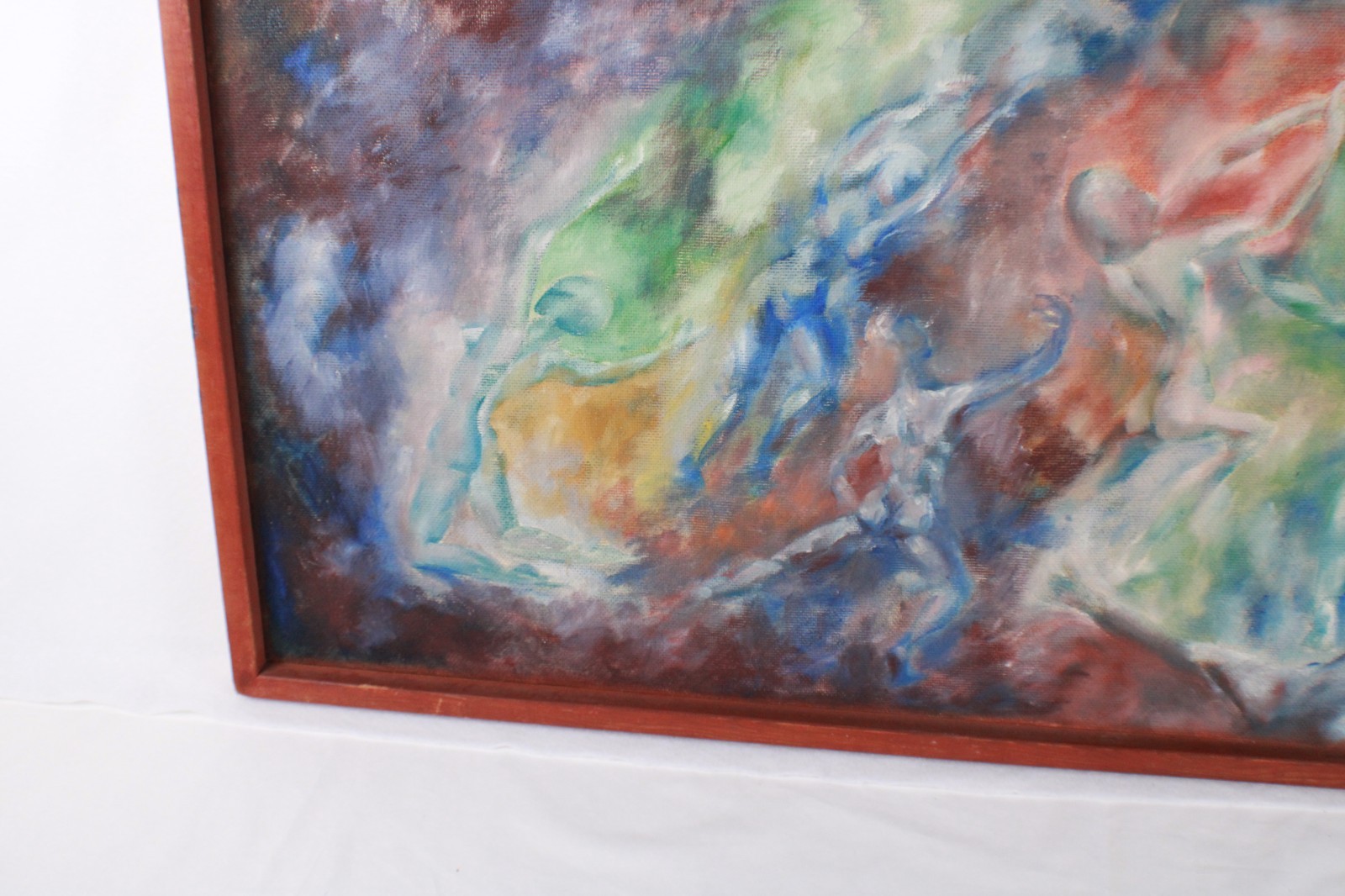 Abstract Figures Mid Century Oil Painting On Board Signed M Schwalb-Mansour 1963