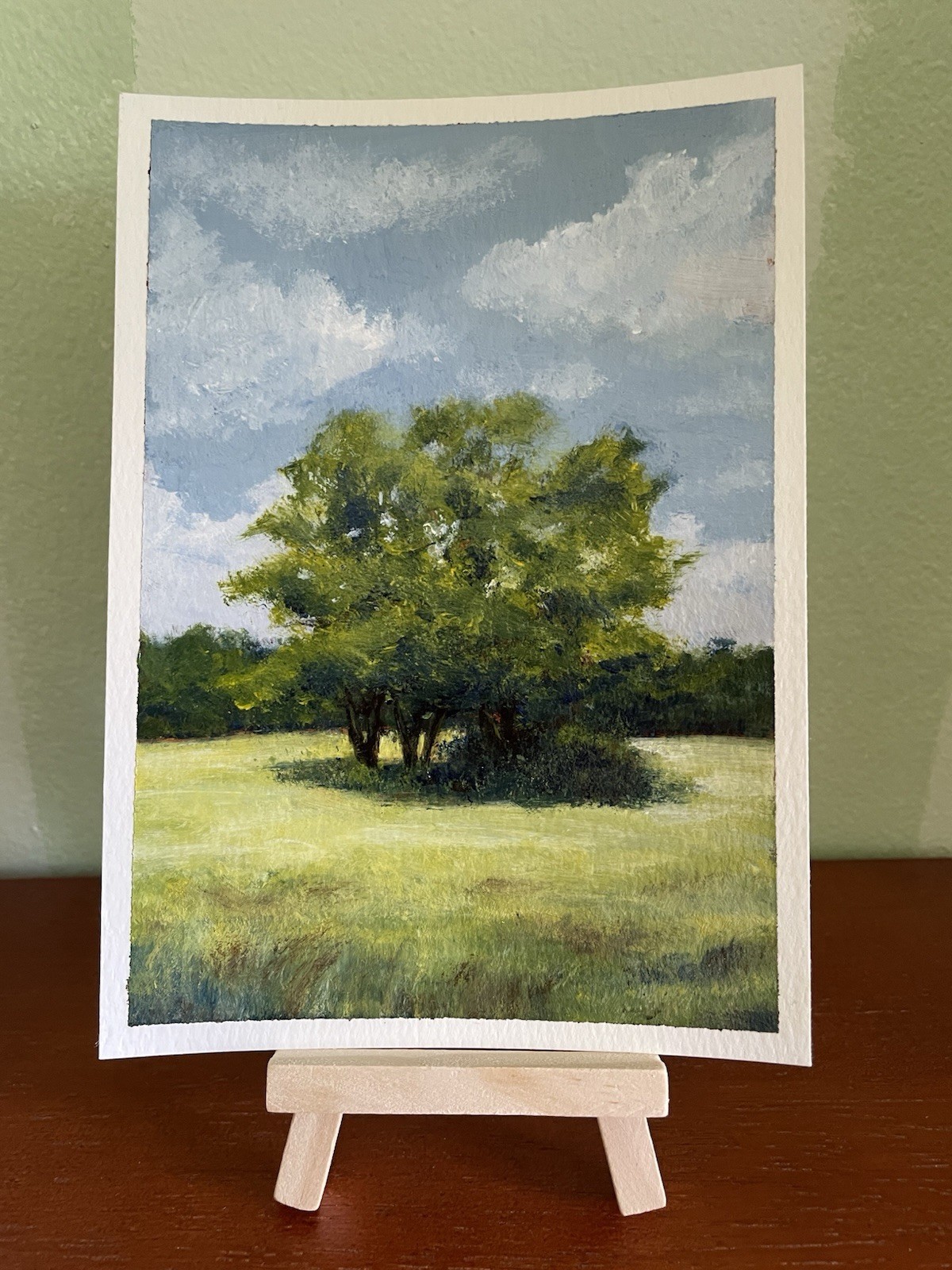 5×7 original acrylic painting on Paper, Trees, Fields, Nature, Landscape