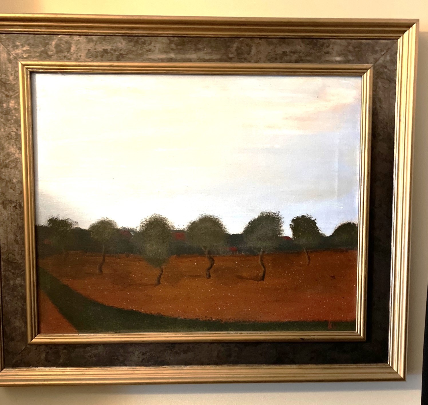 Original Framed Acryllic On Canvas Painting Titled «Home» Nature Trees 20 x 16″
