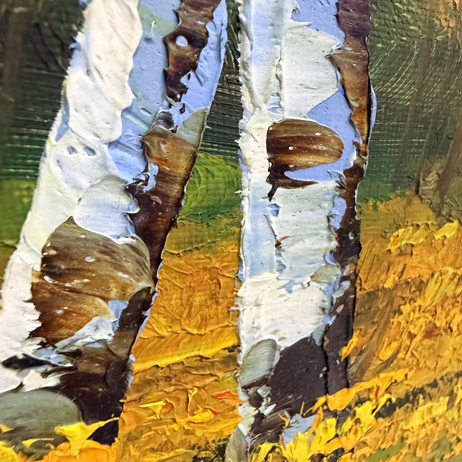 Autumn Birch Forest Landscape Impasto Oil Painting on Canvas