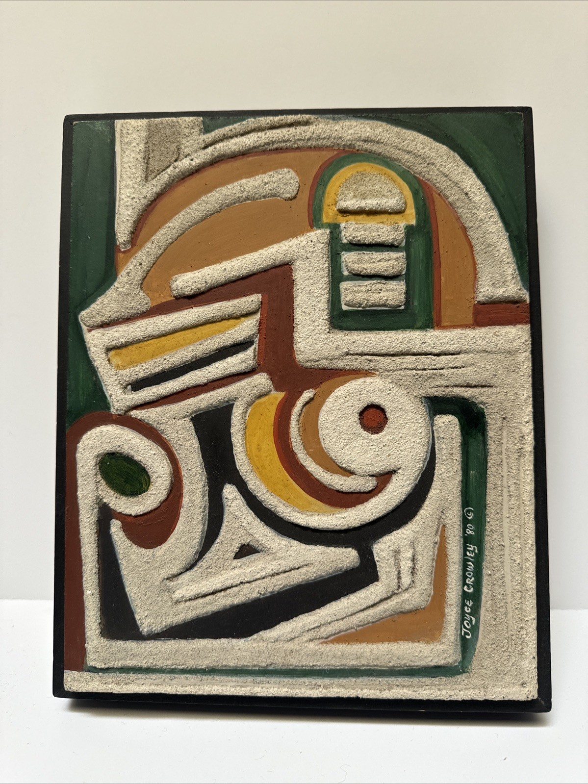Vintage Abstract Painting Cubist Cubism Sculpture Sculpted Sculptural Relief