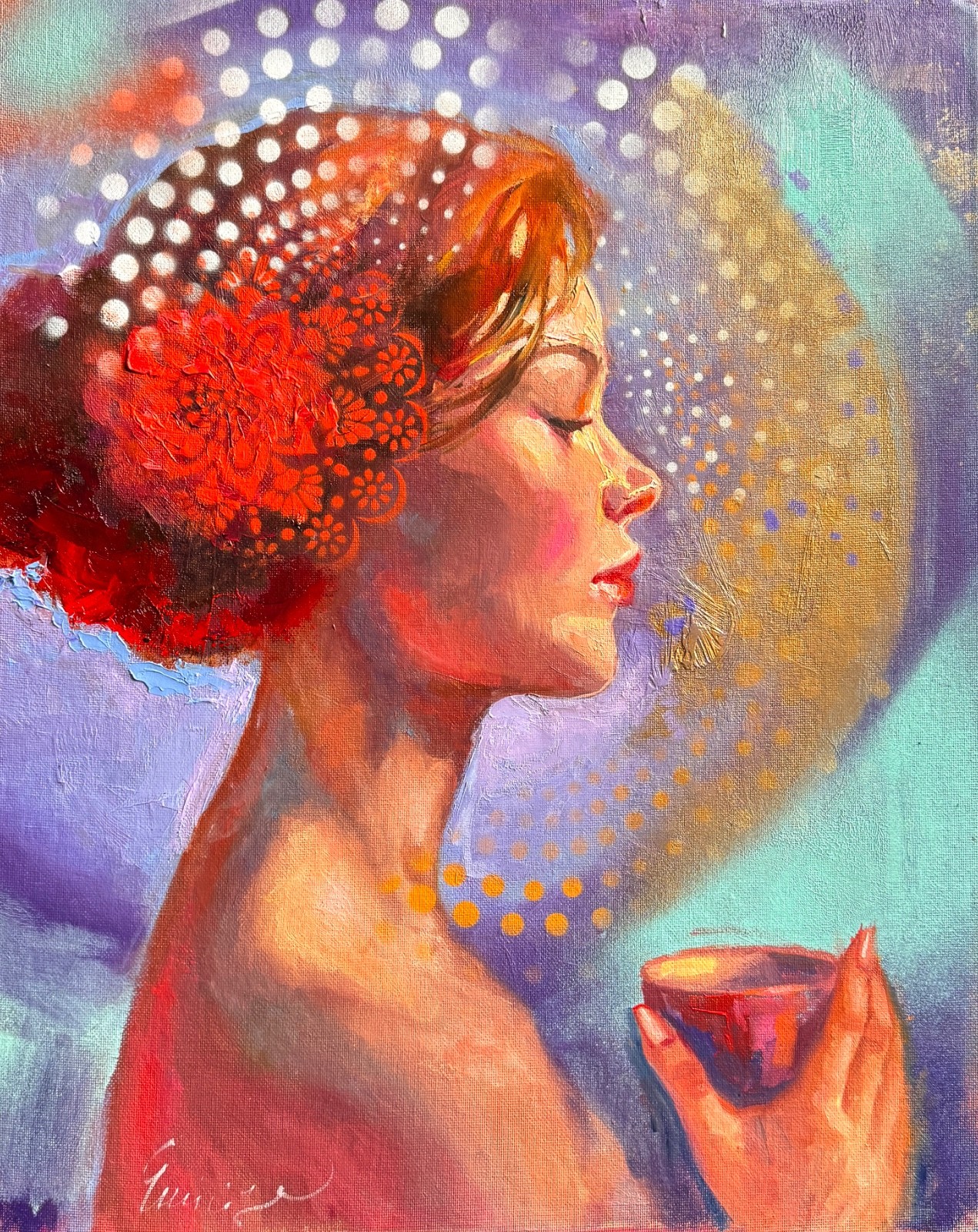 Fantasy Girl Whimsical oil painting original Art figurative Expressionism