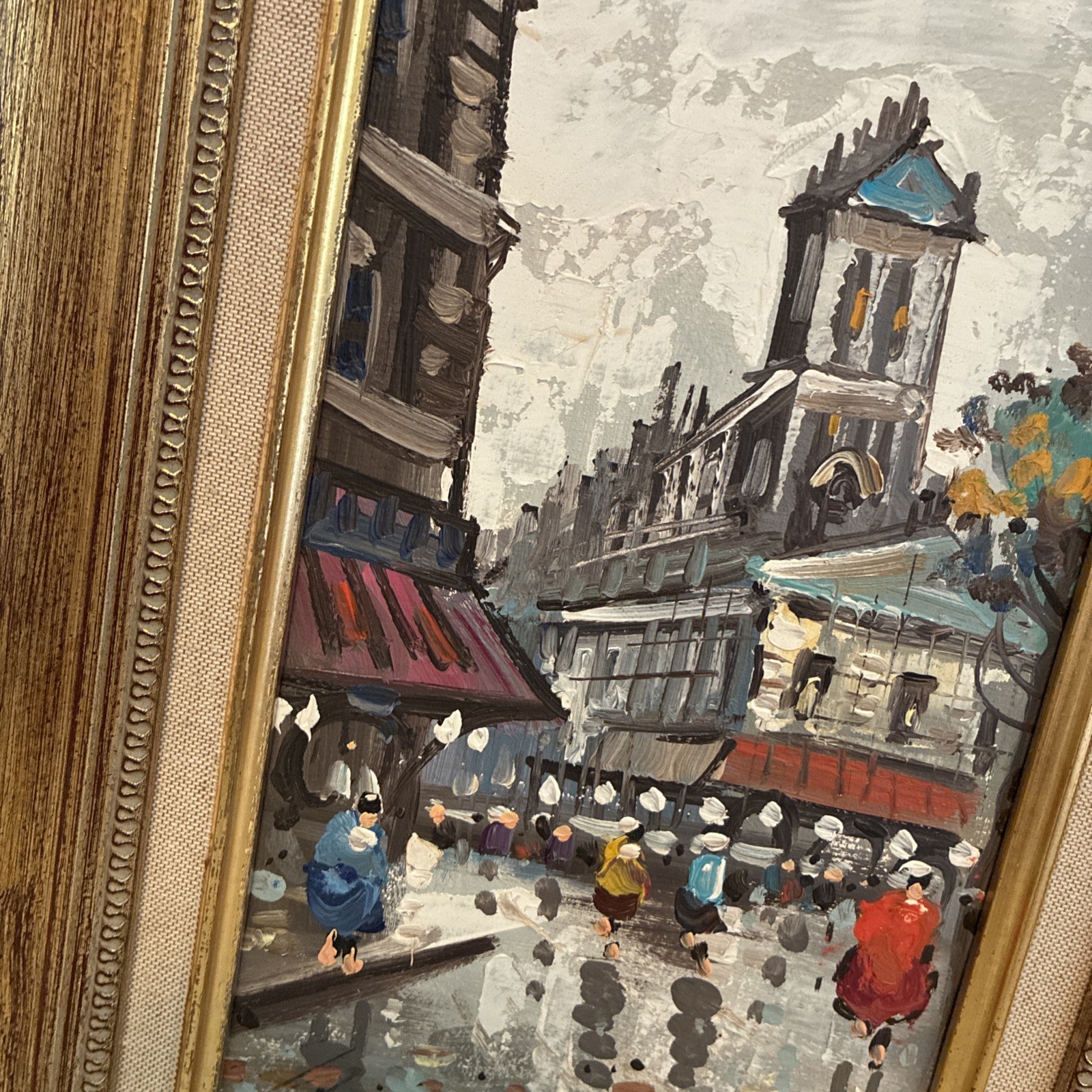 VTG Antonio DeVity Signed Oil on Canvas Painting. City Scene 17×12 Framed