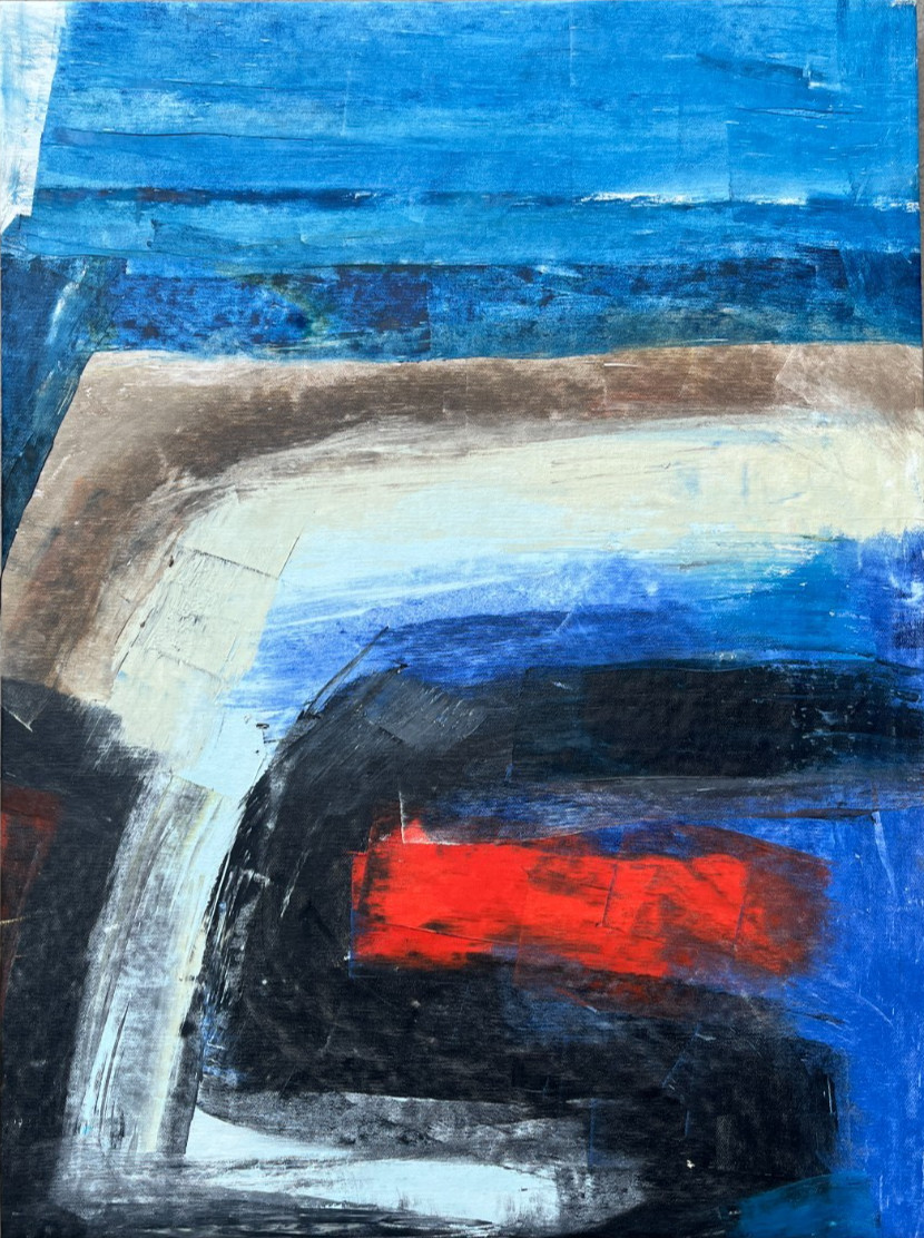 abstract landscape oil painting handmade stretched canvas 70x50x4