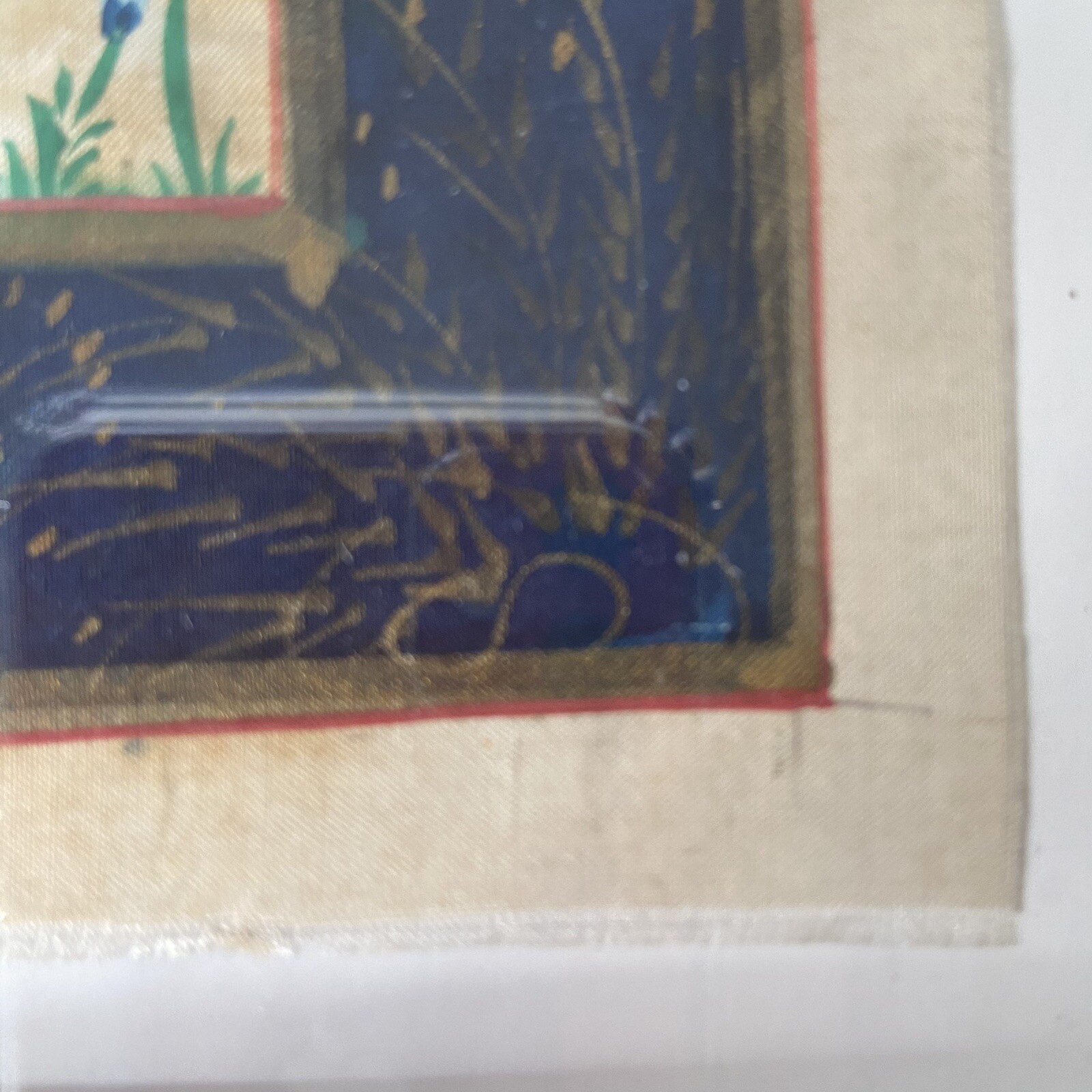 Vintage India Elephant Trunk Up Original Silk Painting on Fabric Hand Painted