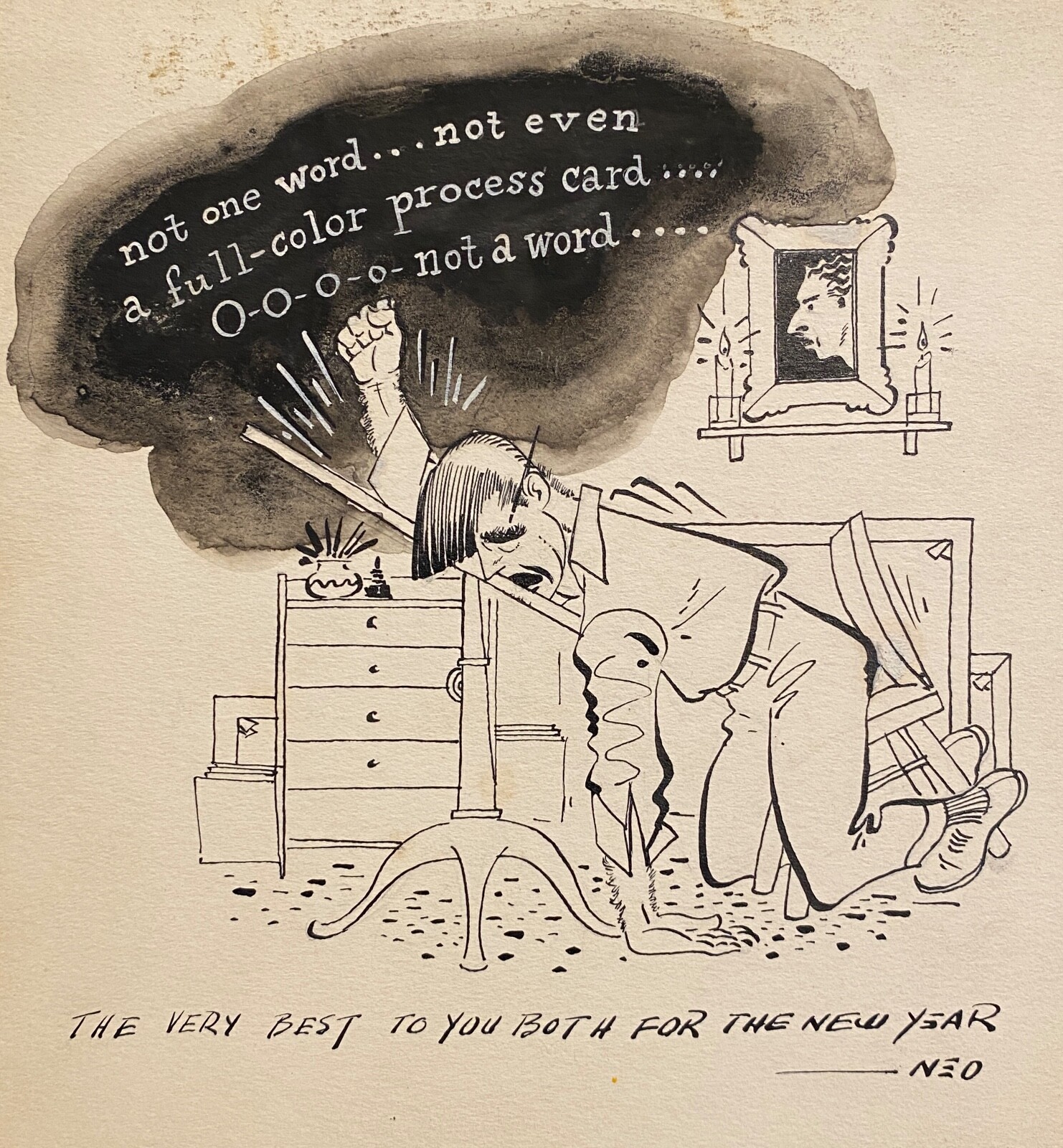1940s Happy New Year’s Card Illustration by Neo