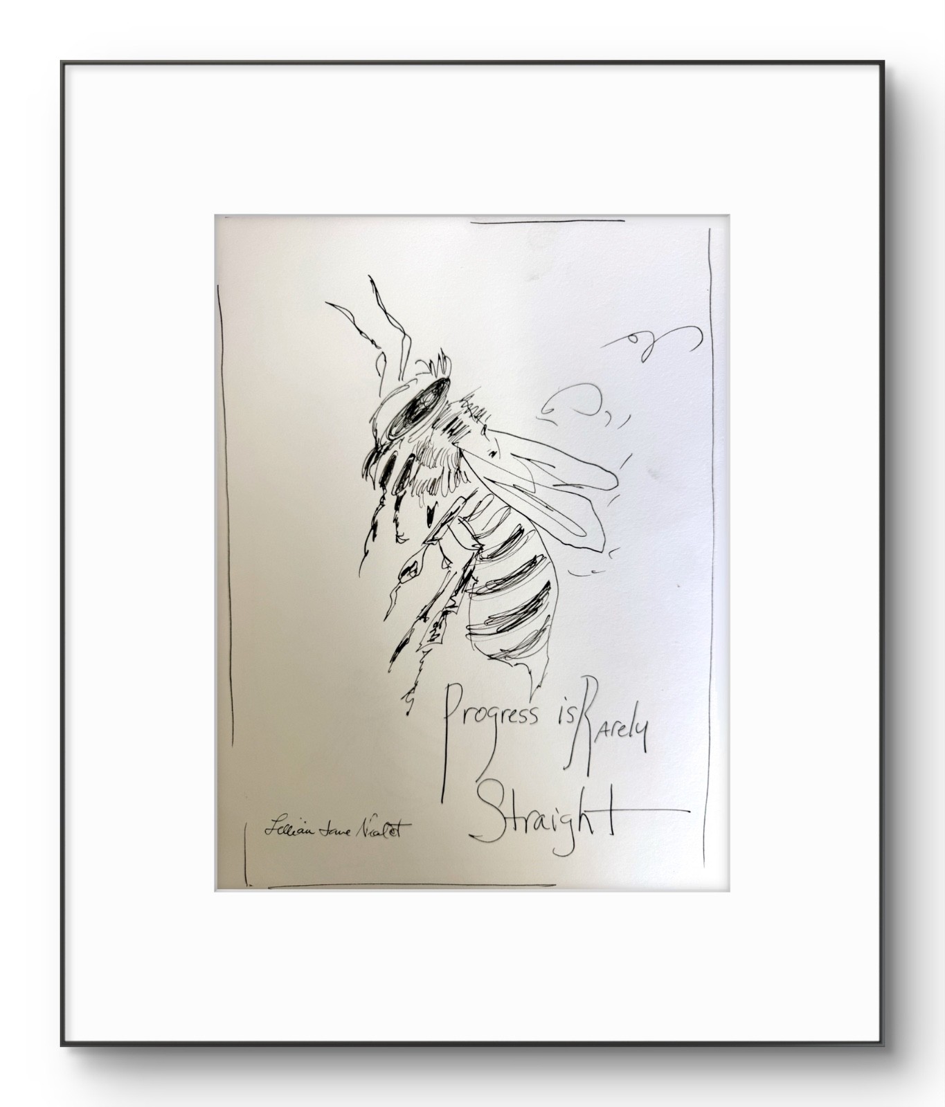 Abstract Bee 9″x12″Original Paper Ink Encouragement Home Decor Art