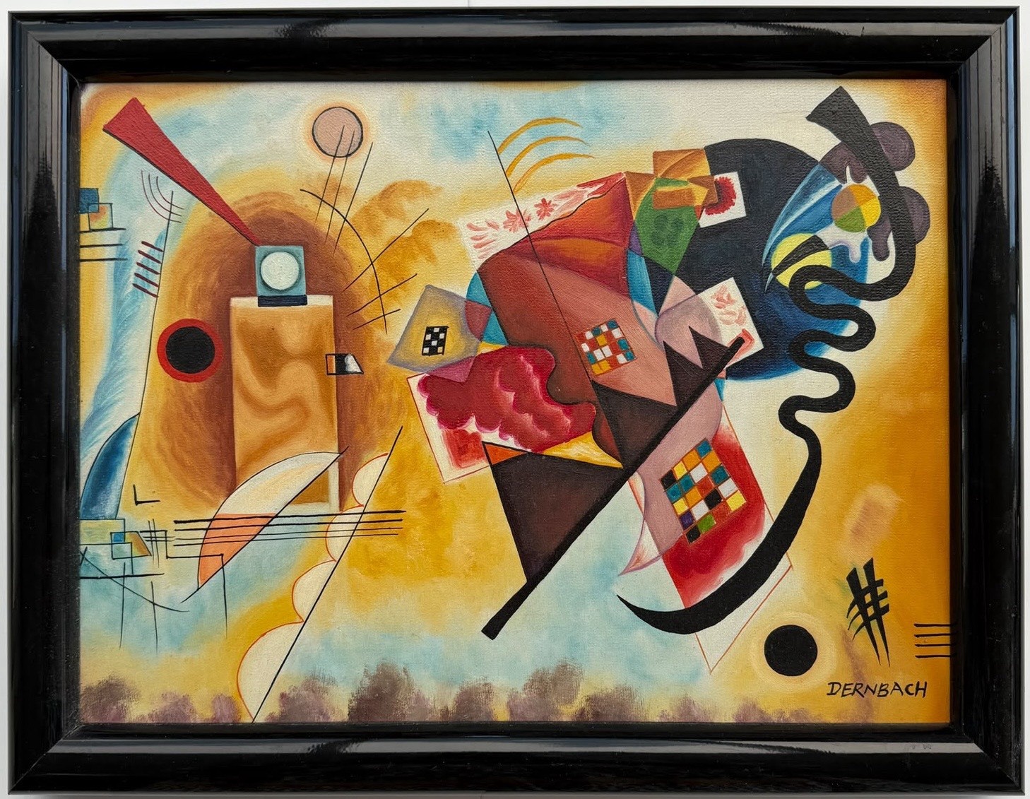Original old abstract composition after Kandinsky, Jupp Dernbach-Mayen signed