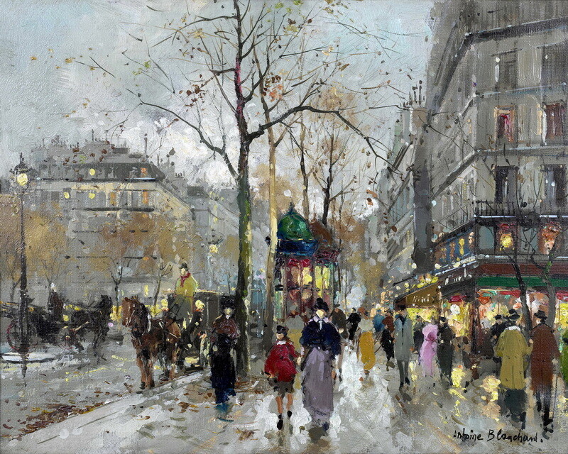 Canvas Print Lively Paris Street Oil painting HD Giclee Printed on canvas P866