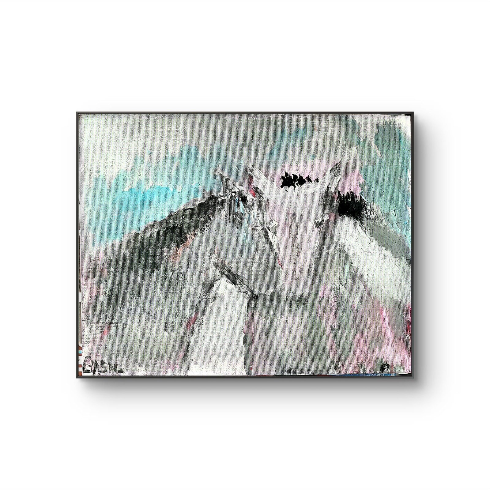 Horses In Love Original Expressionism Acrylic Abstract Canvas