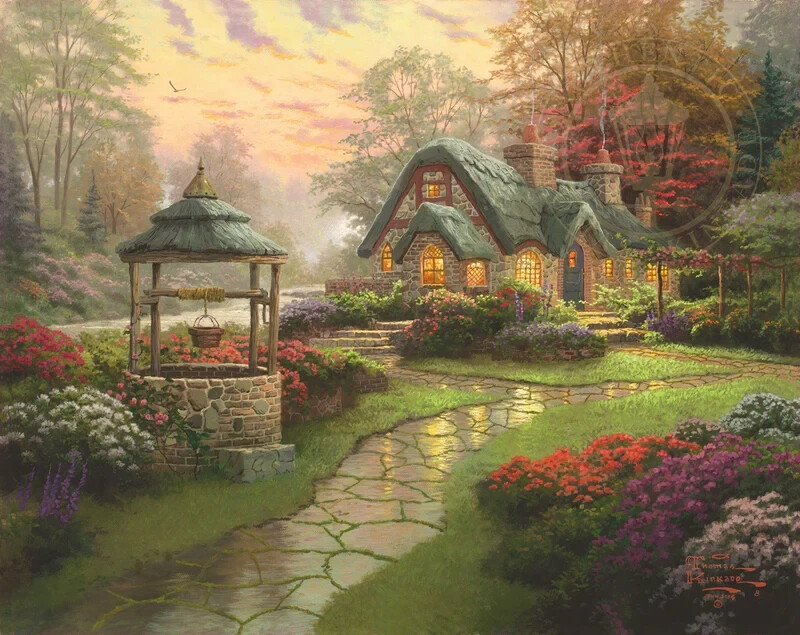 THOMAS KINKADE Gallery Proof MAKE A WISH COTTAGE 24″ X 30″ Canvas Low Price