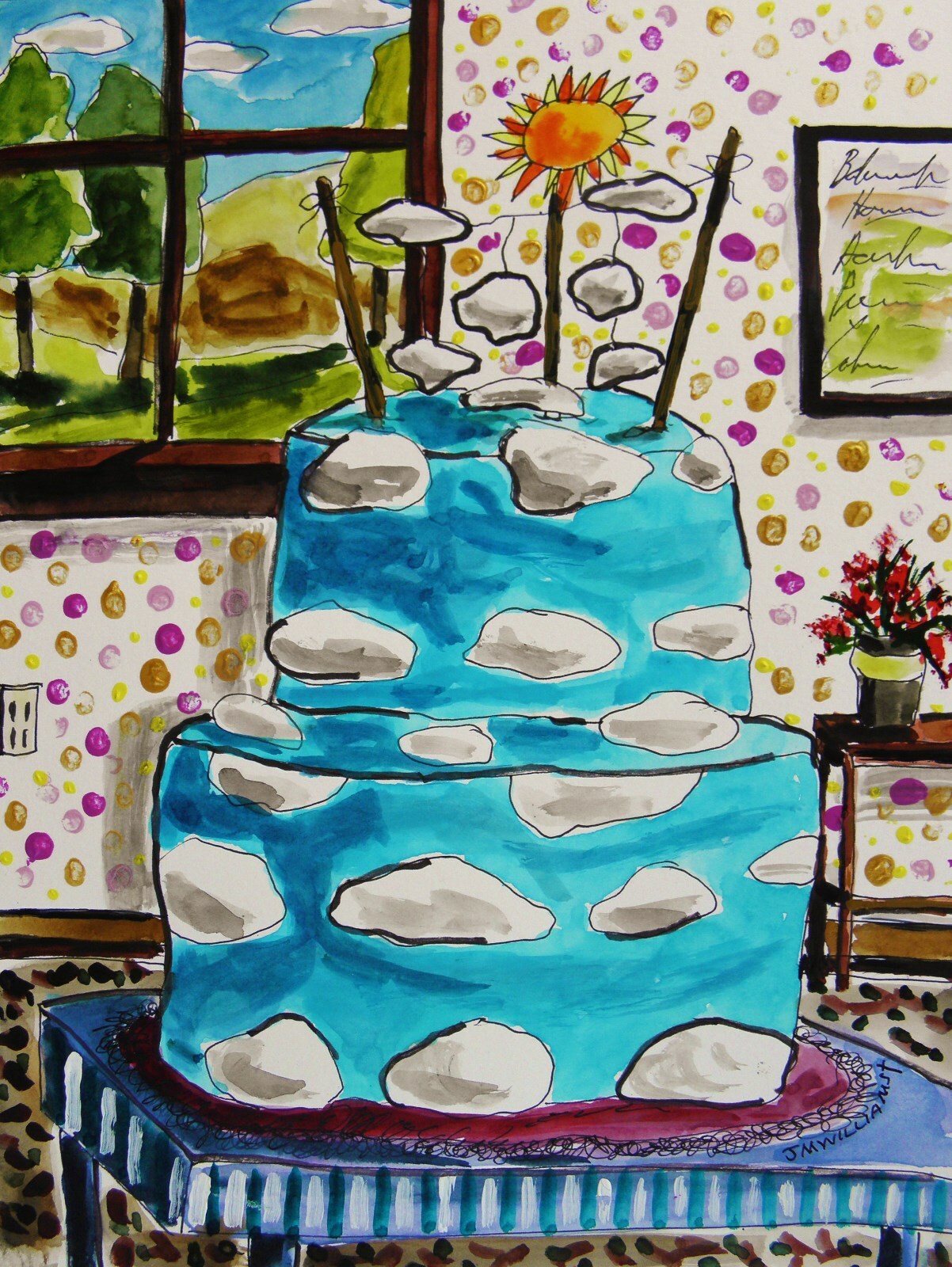 Original Bakery Sketch Cake Food Watercolor Impressionism