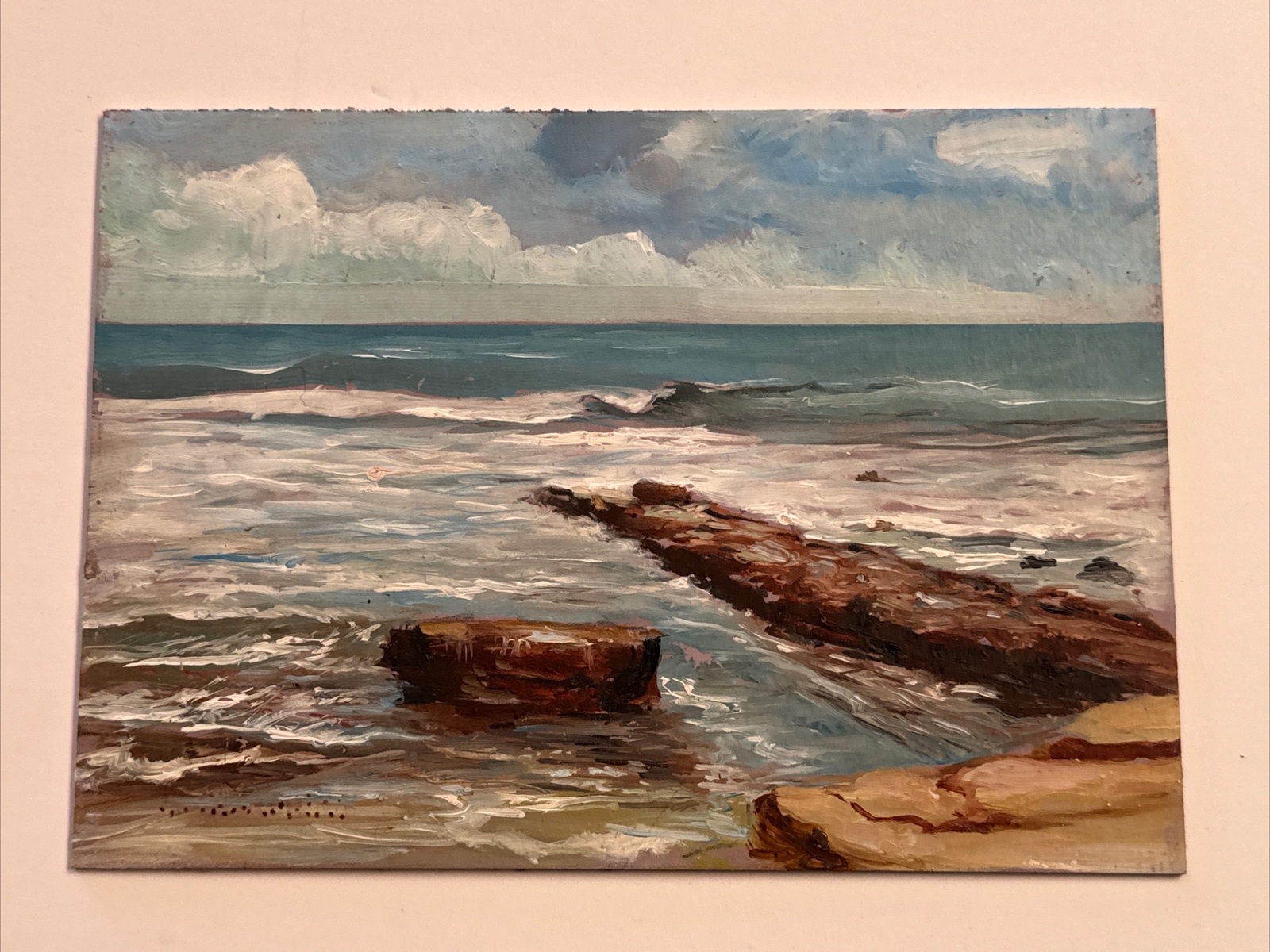 FINEST BURL CHALMERS PAINTING SMALL GEM LISTED AMERICAN Beach Coastal LANDSCAPE