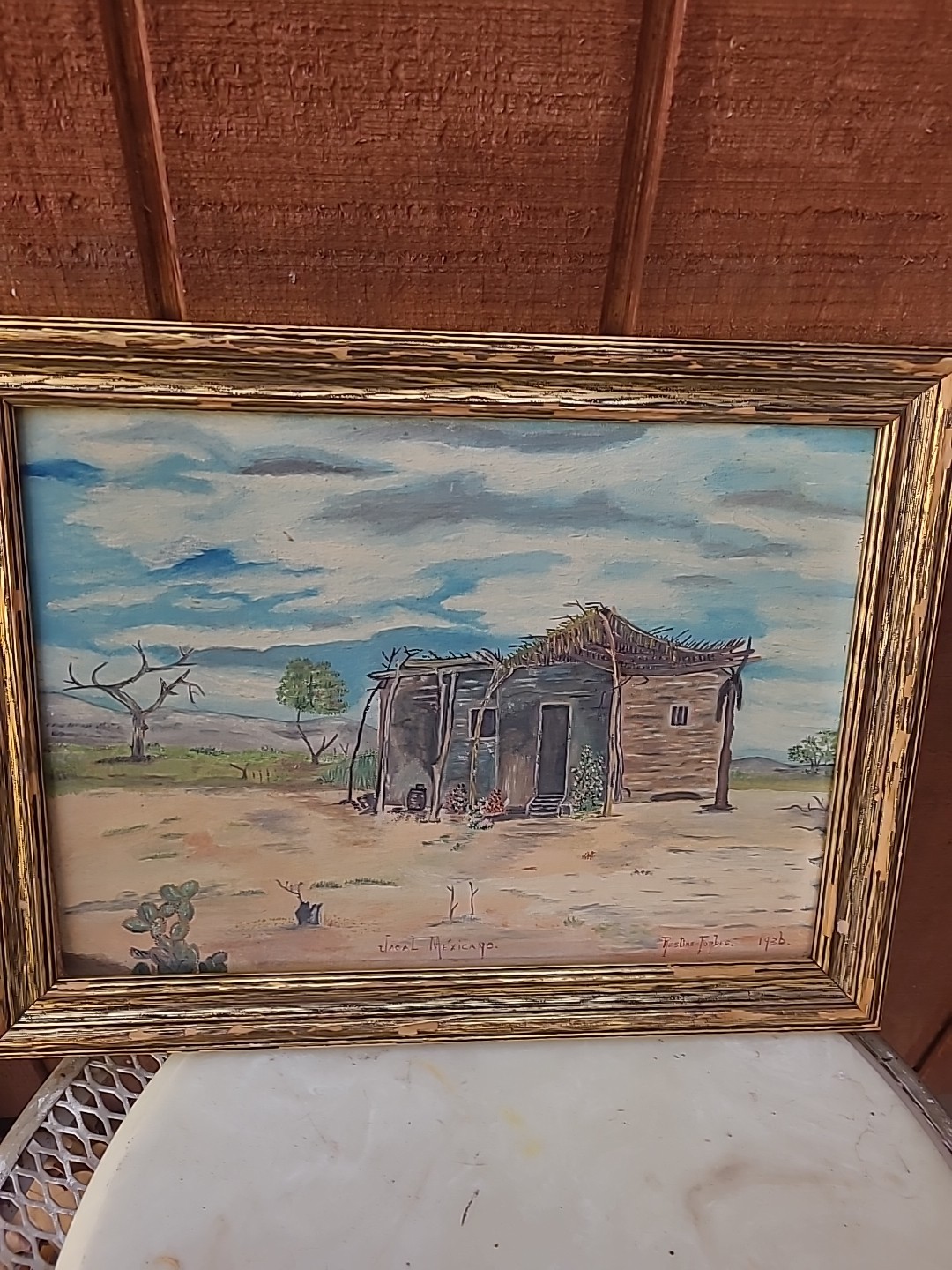 Vintage Restine Forbes Jacal Mexicano 1936 Oil Painting W/ Frame