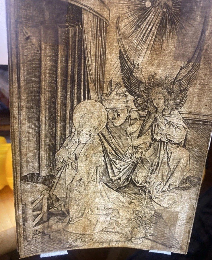 Martin Schongauer The Annunciation Old Master Engraving British Museum Stamp