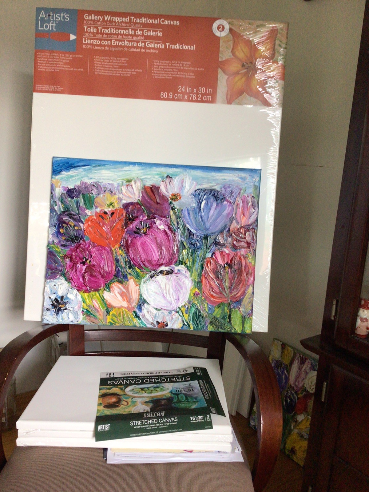 Tulips garden .Original Oil Pairing