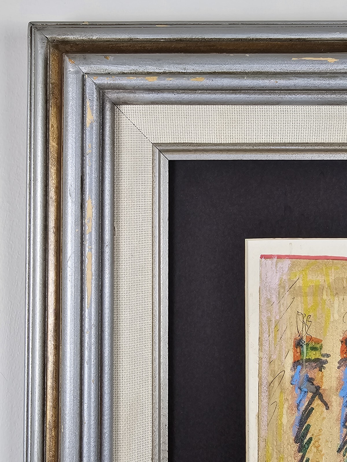Odd Antique Original Illegibly Signed Abstract Painting 15.5×13.5 Framed VTG Art