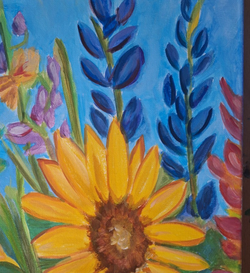 Electric Wild Flowers 12×12 Stretched Canvas