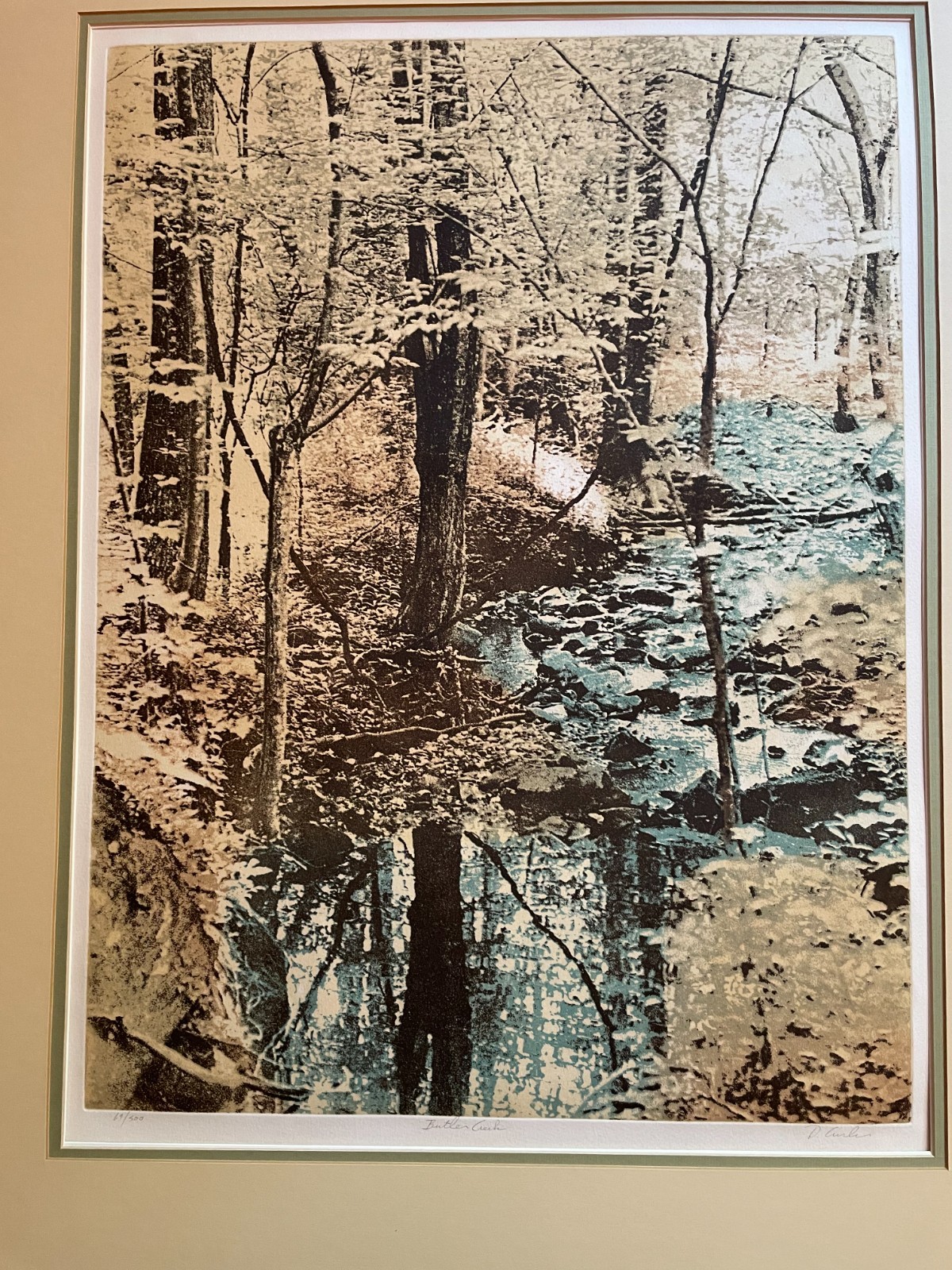 Beautiful Creek Lithograph Signed & Matted
