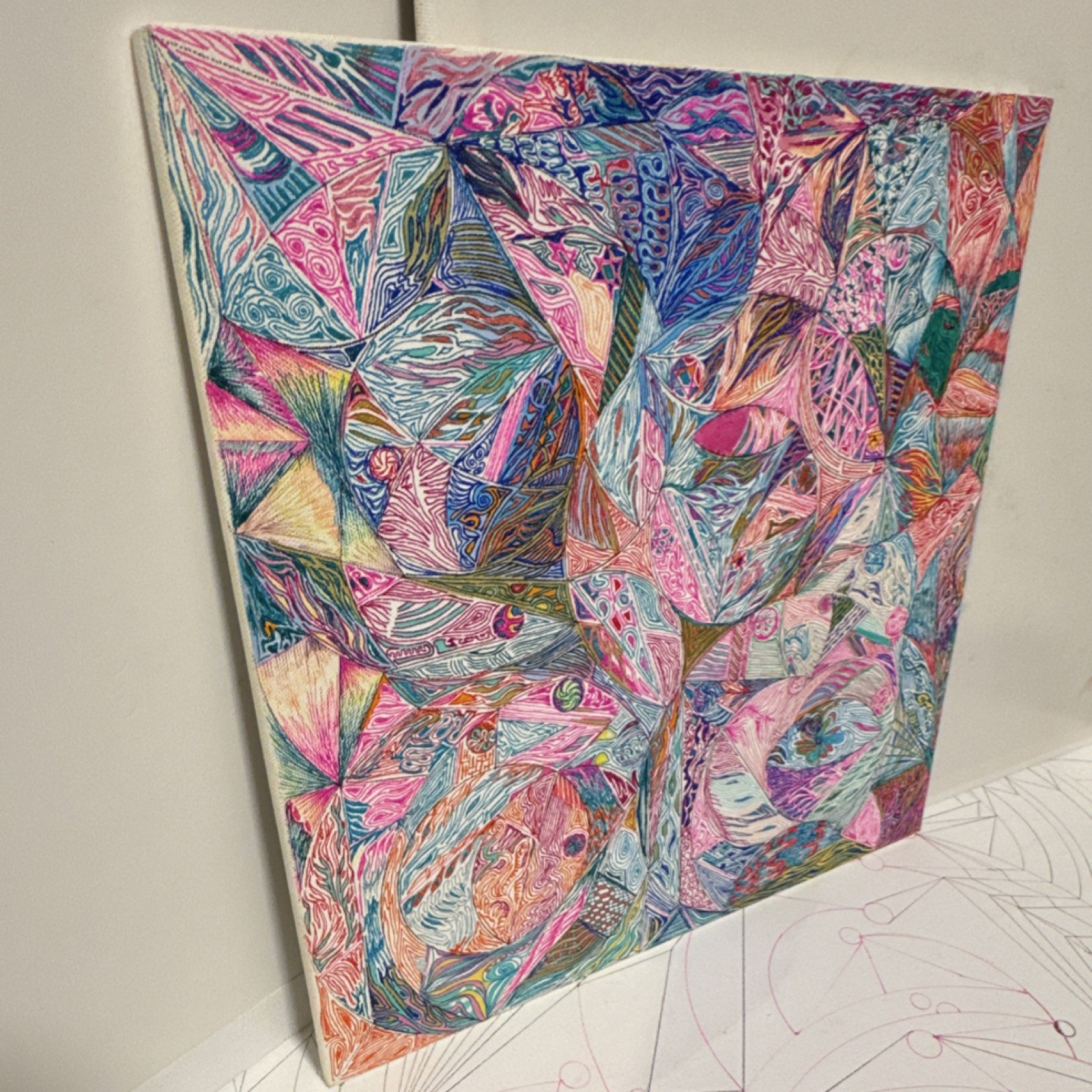 Handmade OOAK Abstract Multicolor Canvas Painting, Unframed, Single Piece