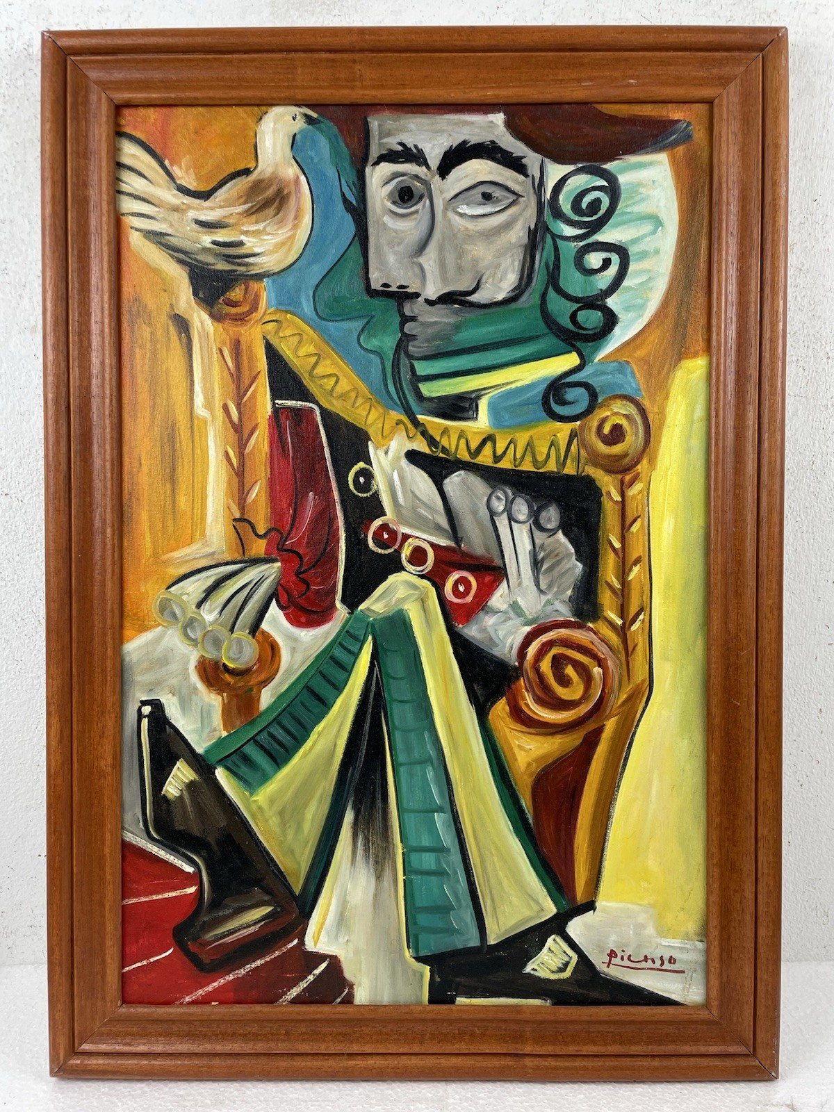 Pablo Picasso Oil On Canvas (Handmade) signed and stamped Framed