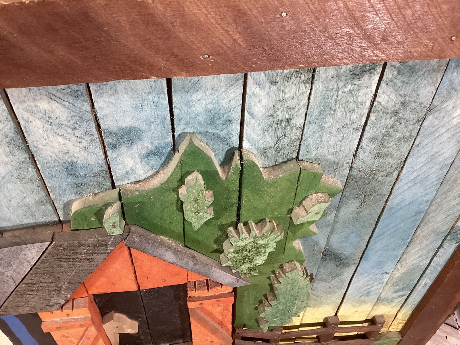 Degroot Style Lath Wood Mosaic Folk Art Horse Barn Silo 3D Clinton Mo GristMill