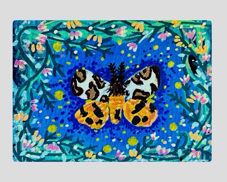 ACEO original Lily Moth Painting