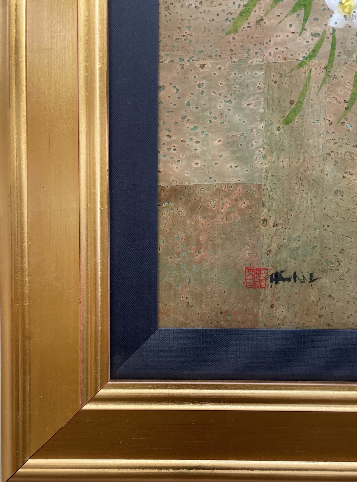 Dyen «Dancing Orange Butterflies» Signed Original on Cork Framed Floral Art NEW