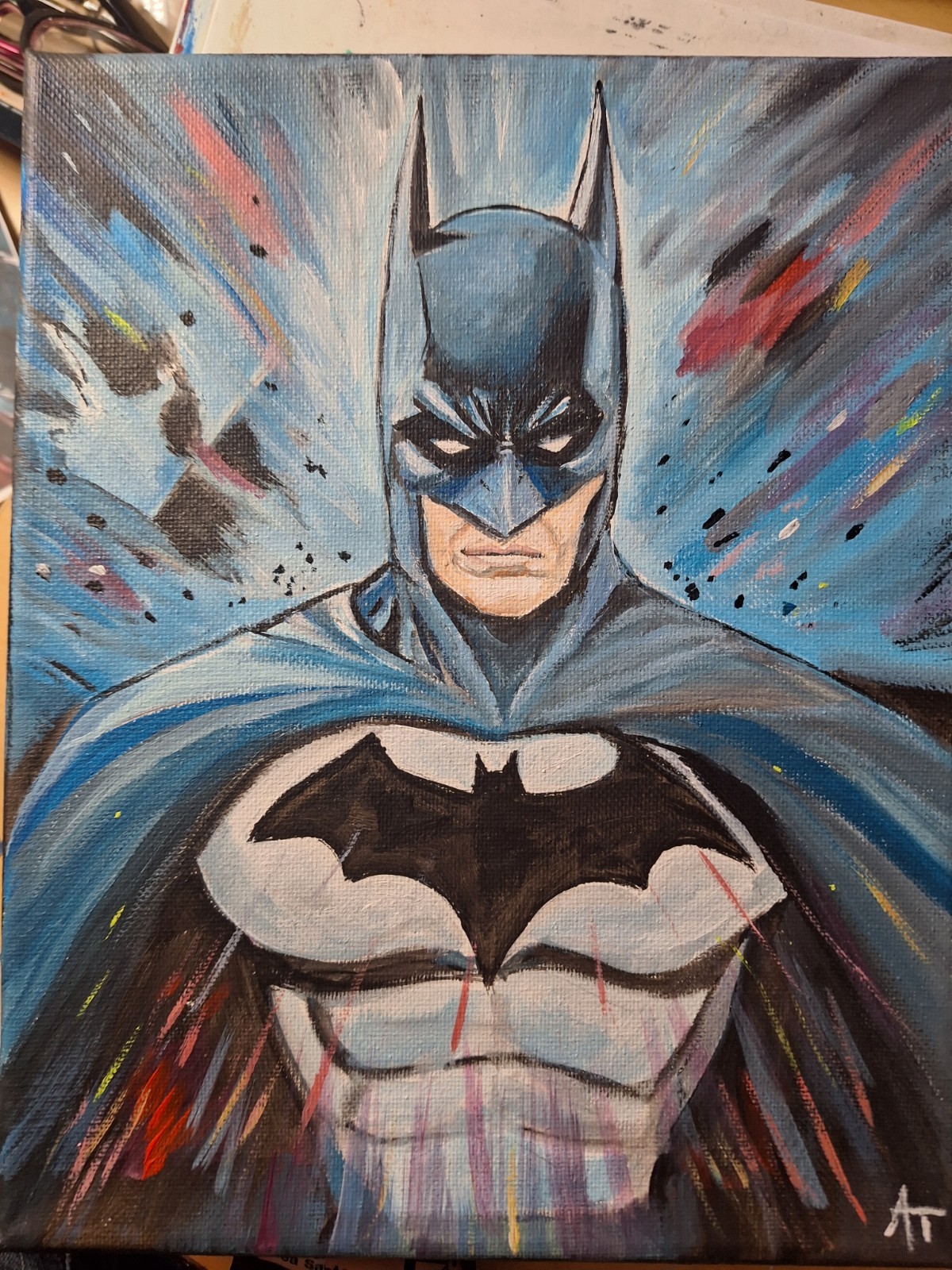 Batman In Action Stretched Canvas 8×10 Painting