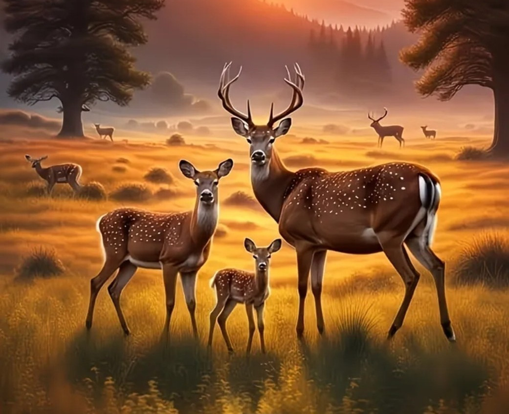 DIY Deer Family Diamond Painting Kit (40×40 cm) D45