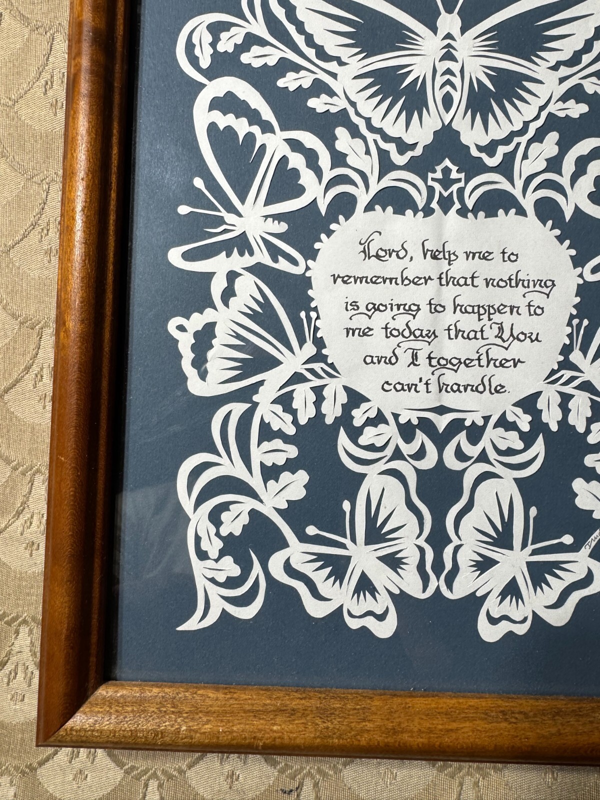 Trudy Kauffman Scherenschnitte «Lord Help Me…….» Folk Art – Signed/Framed