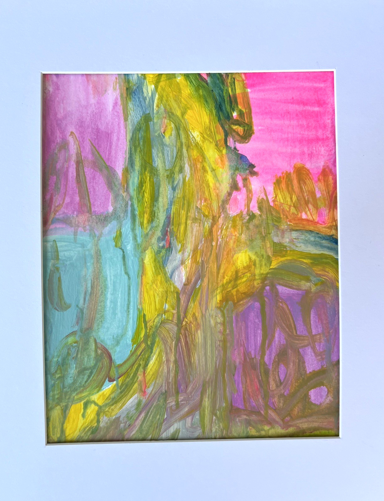 Painting Original Abstract Art Matted 11×14 Colorful Acrylic Jimarieart