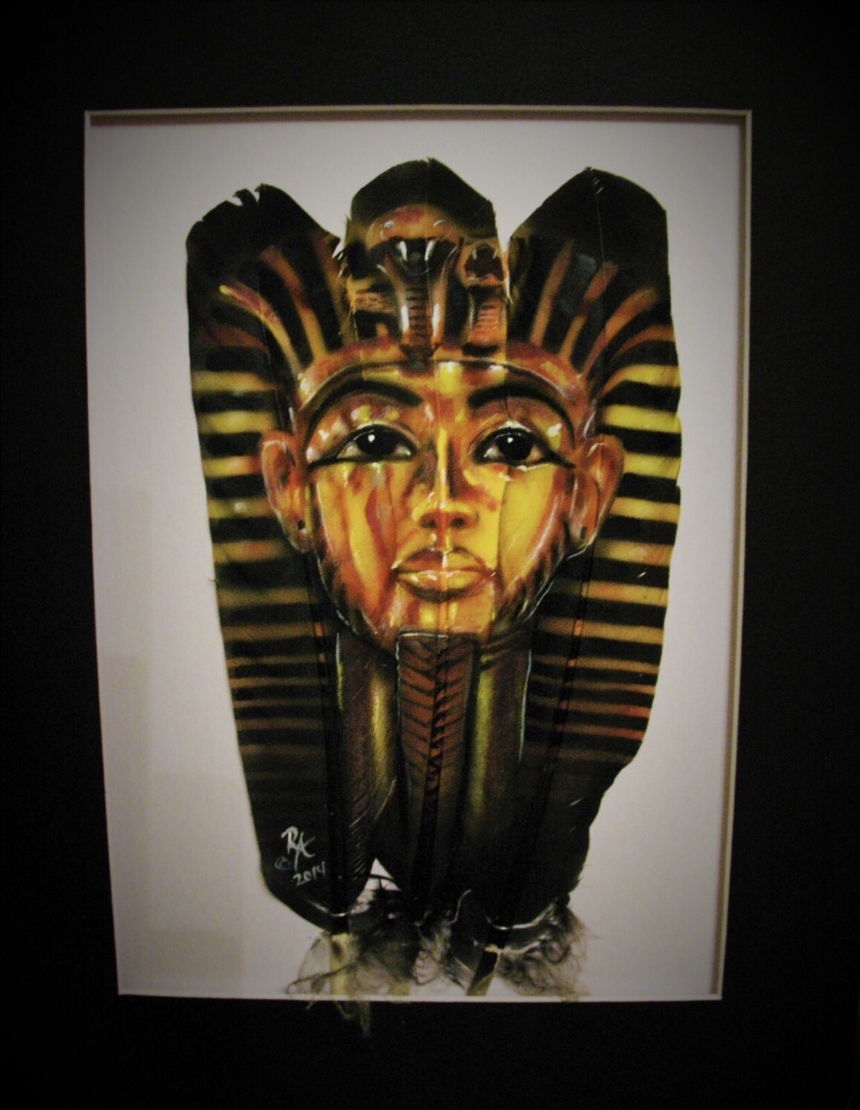 King Tutankhamun – Russ Abbott – Original Hand Painted Three Feather