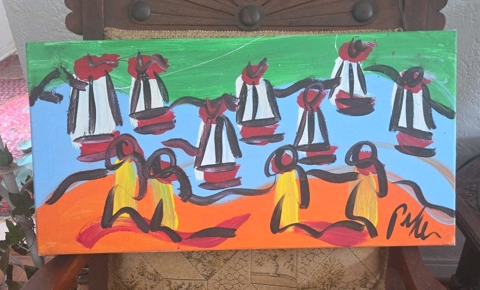 Peter Keil Abstract Acrylic Painting, Signed Circa 1970s