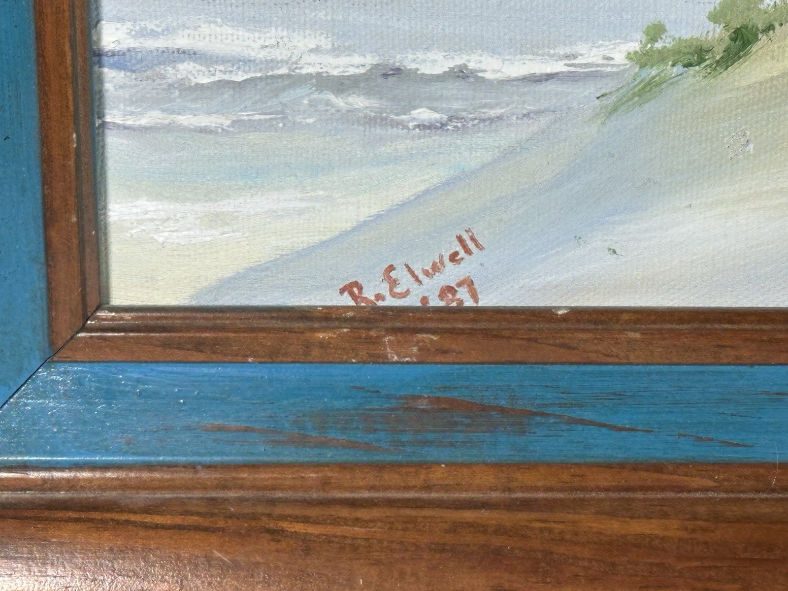 Original Framed Lighthouse Sea Scape Oil Painting Signed Richard Elwell