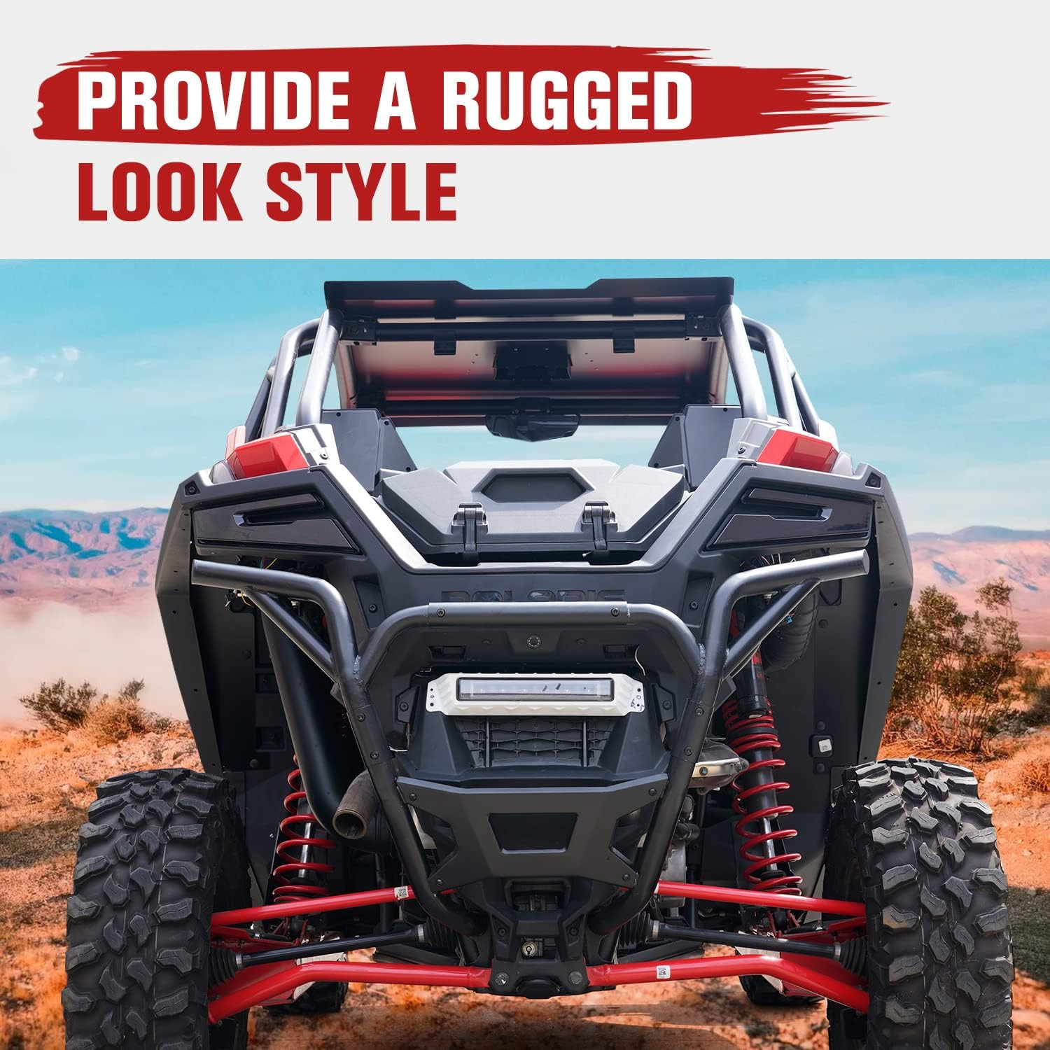 Polaris RZR PRO XP Rear Low Profile Bumper & Heavy Duty Brush Guard, Matte Black